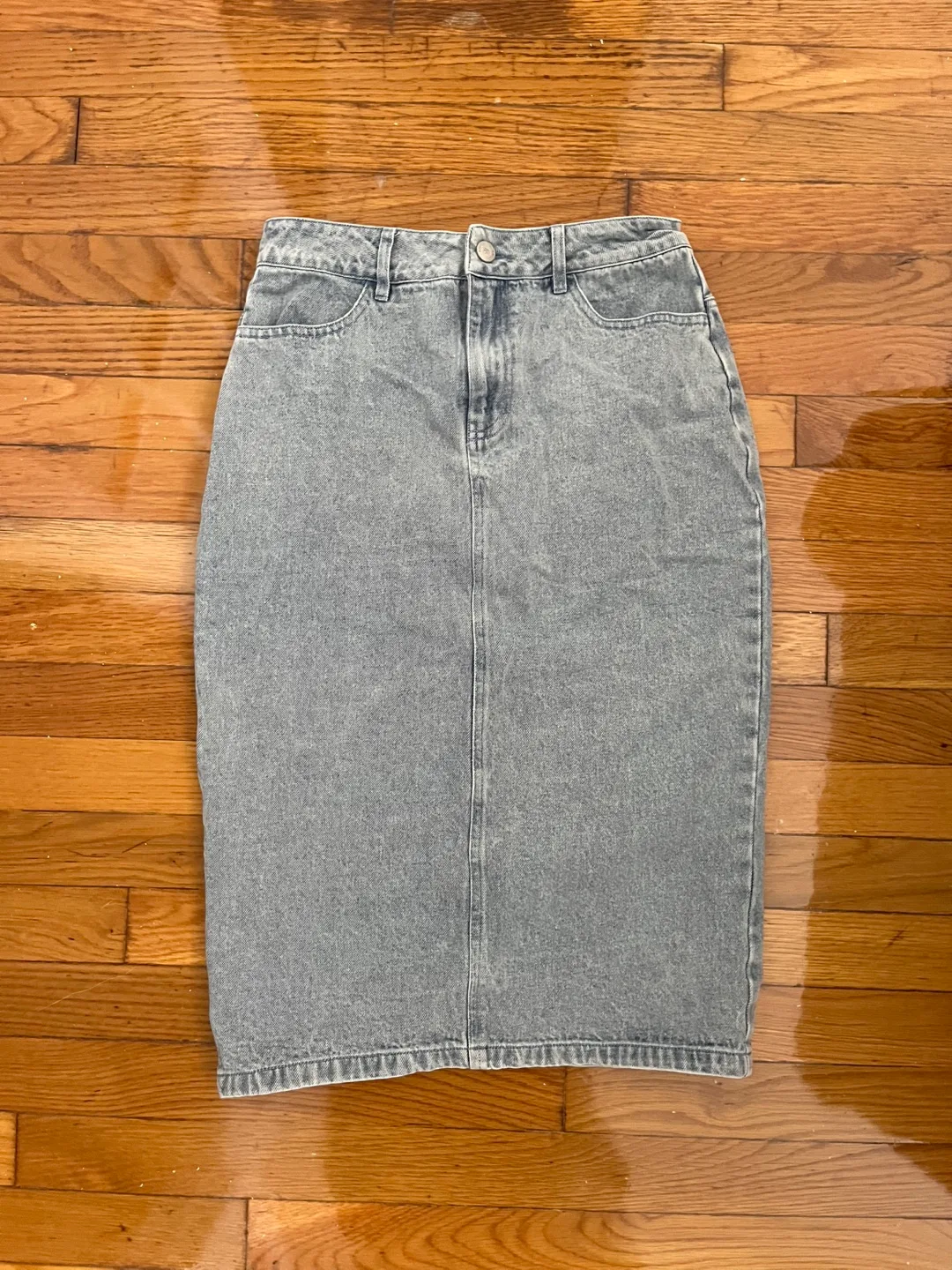Light wash midi denim skirt thumbnail