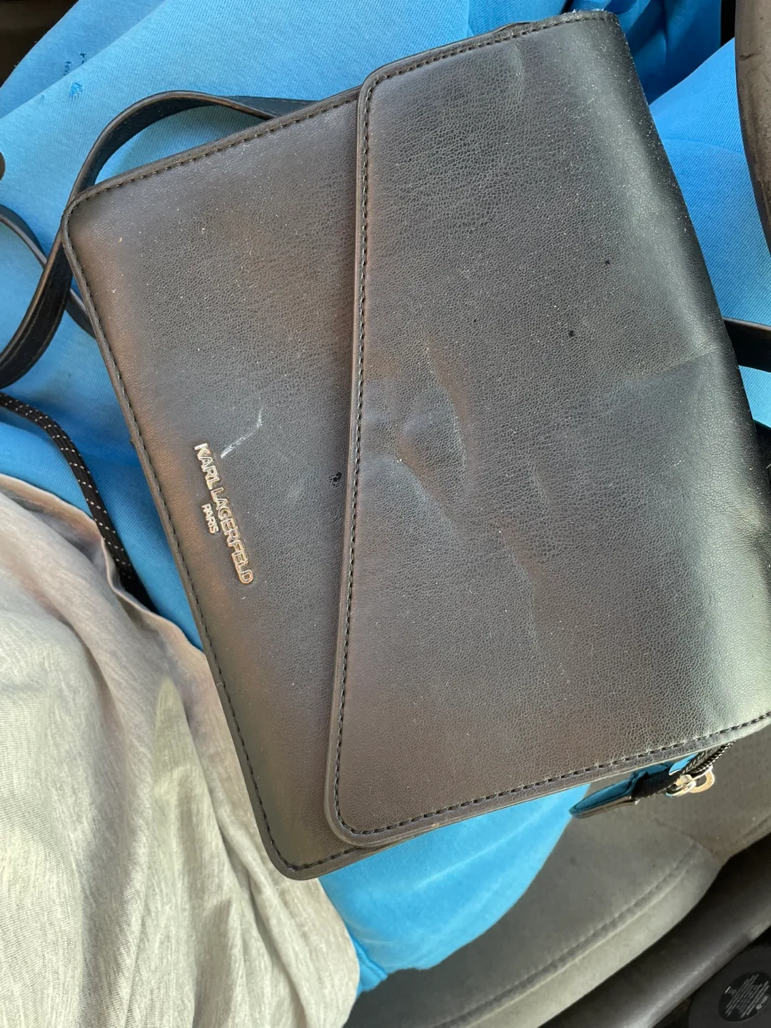 Karl Lagerfeld Paris Black Crossbody messenger Bag/ purse image indicator(5)