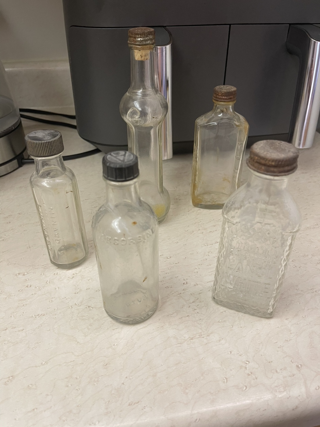 Vintage Clear Medicine Glass Bottles