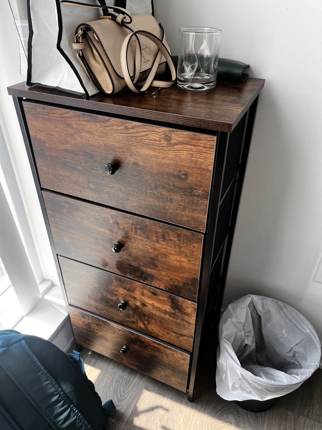 Brown Wood 4-Drawer Dresser - Lightweight
