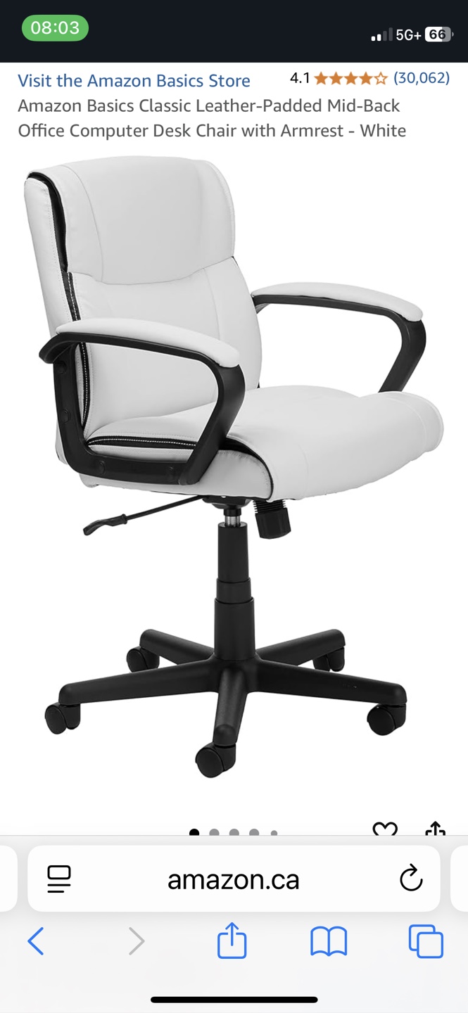 Classic leather padded computer desk chair with armrest - photo 4