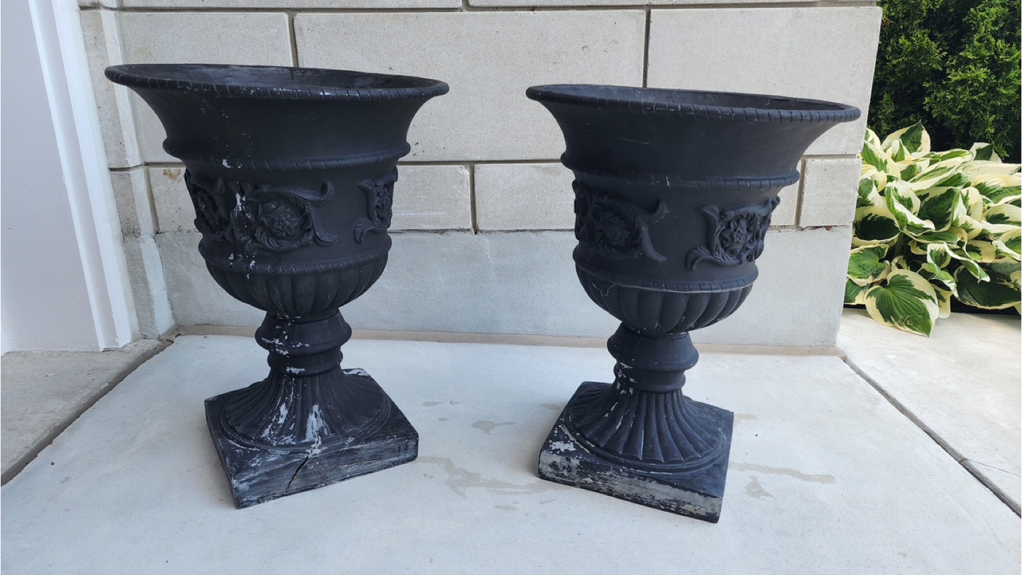 Pair of Black Garden planters