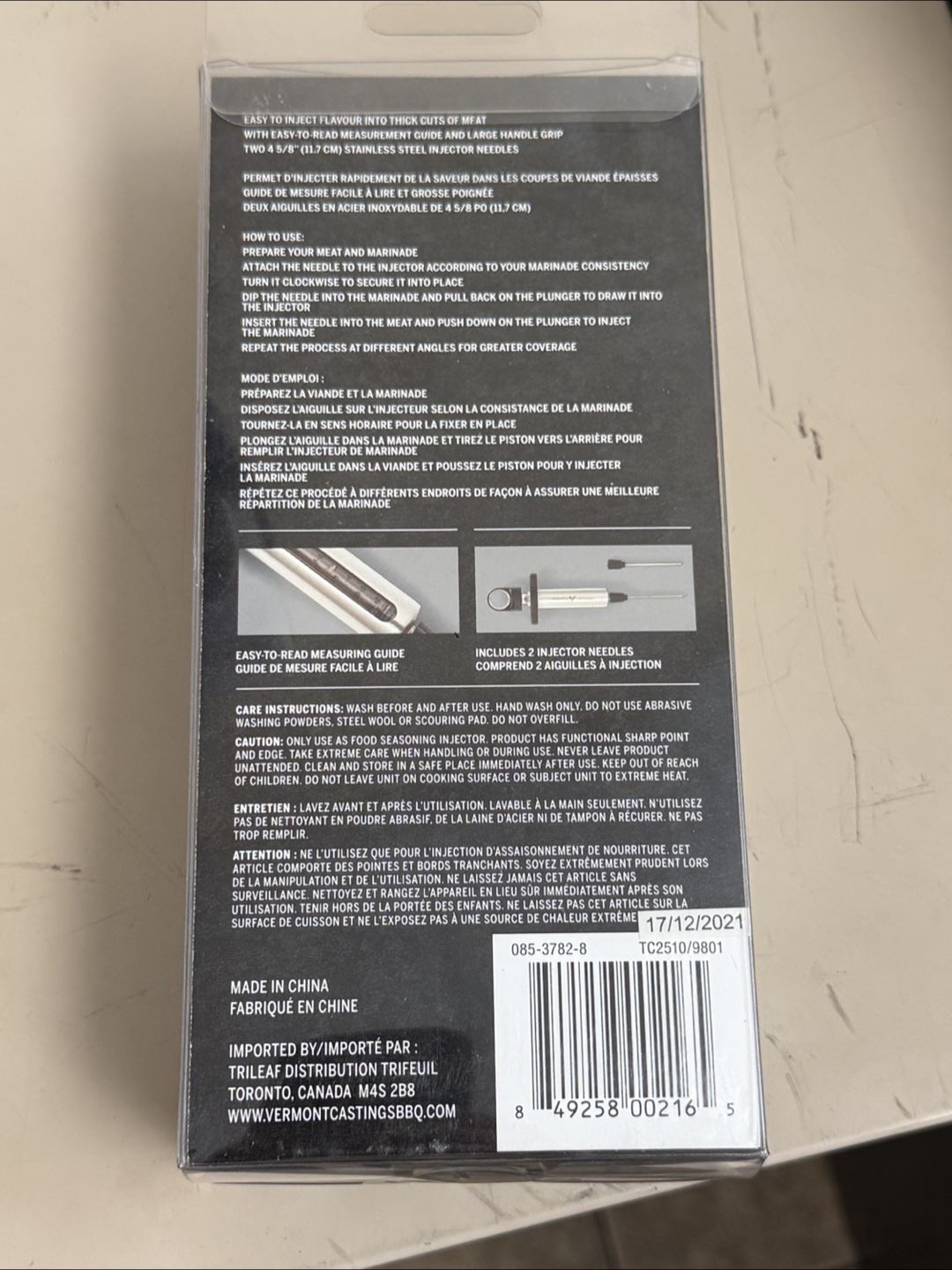 Vermont Castings Stainless Steel Marinade Injector - New in Box! - photo 2