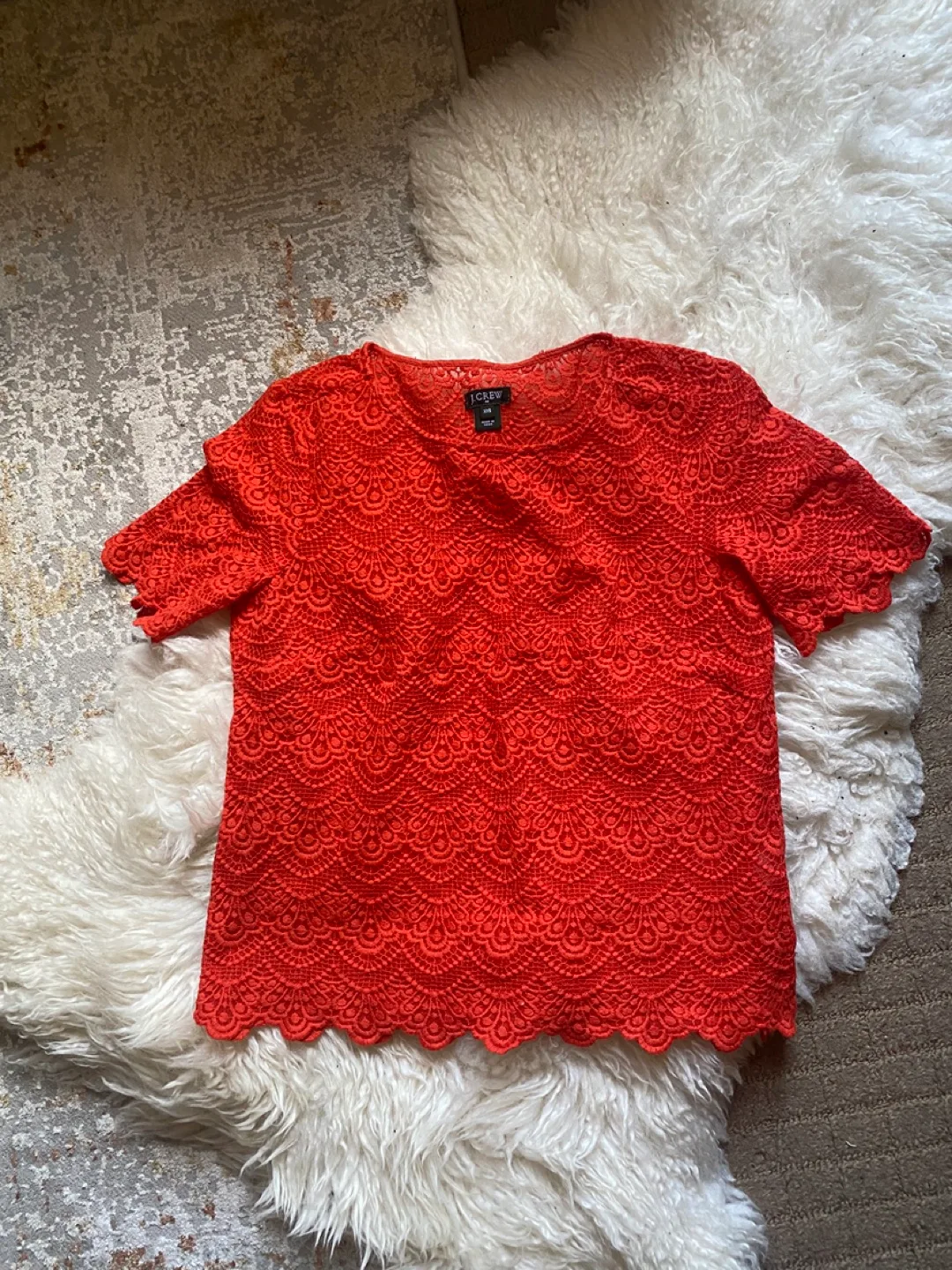 J. Crew Orange Lace Top - Size XXS thumbnail