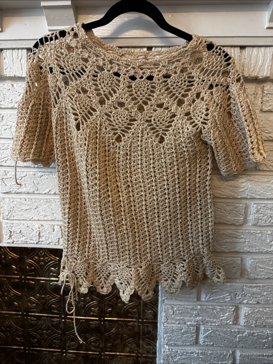 Crochet Knit Top - Beige thumbnail