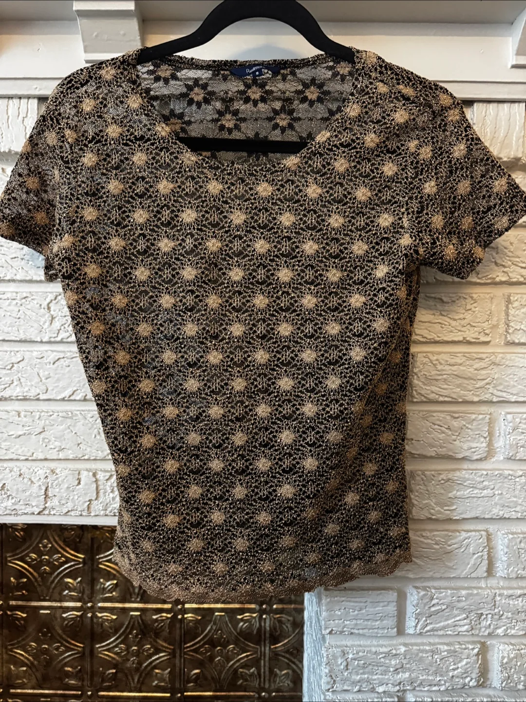 Reitmans Gold & Black Lace Top thumbnail