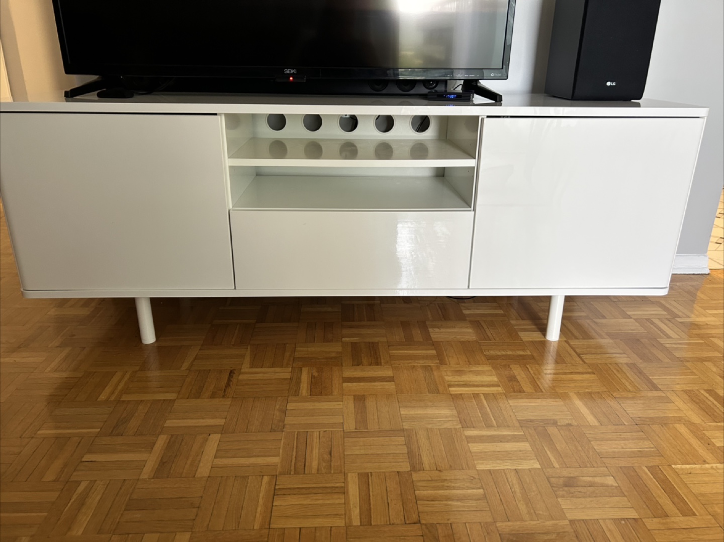 White TV Stand with Storage - photo 4