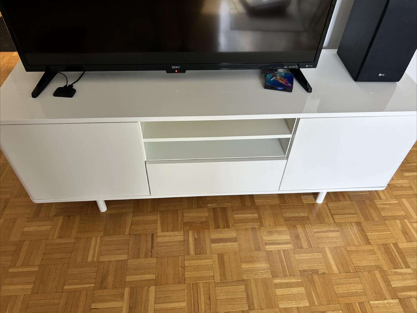 White TV Stand with Storage - photo 2