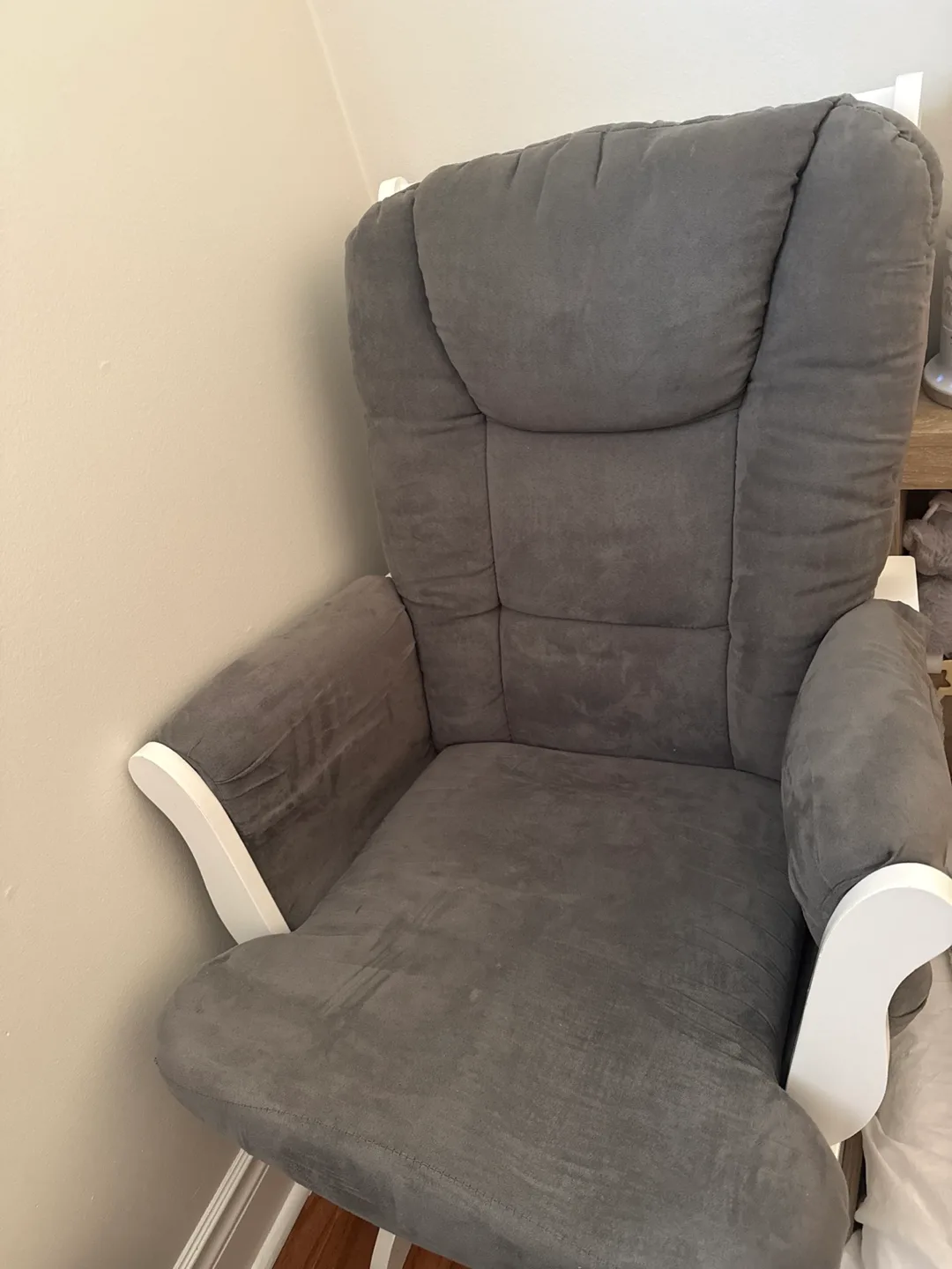 Storkcraft Glider and Ottoman - Grey Cushions thumbnail