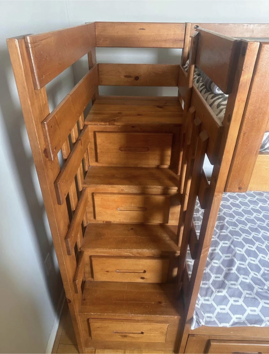 Wooden Bunk Bed with Stairs & Storage - photo 2