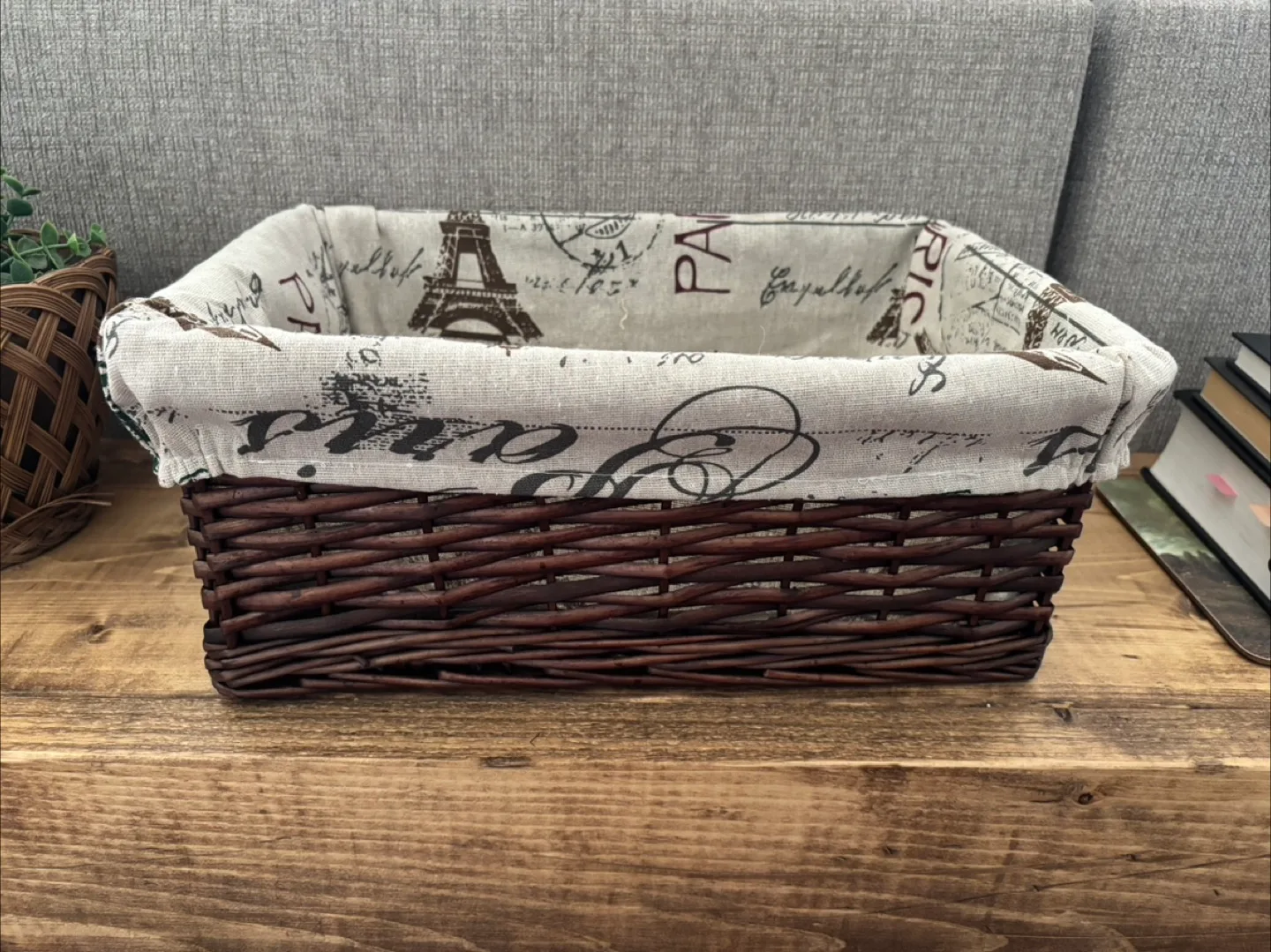 Wicker Basket with Paris Print Liner thumbnail