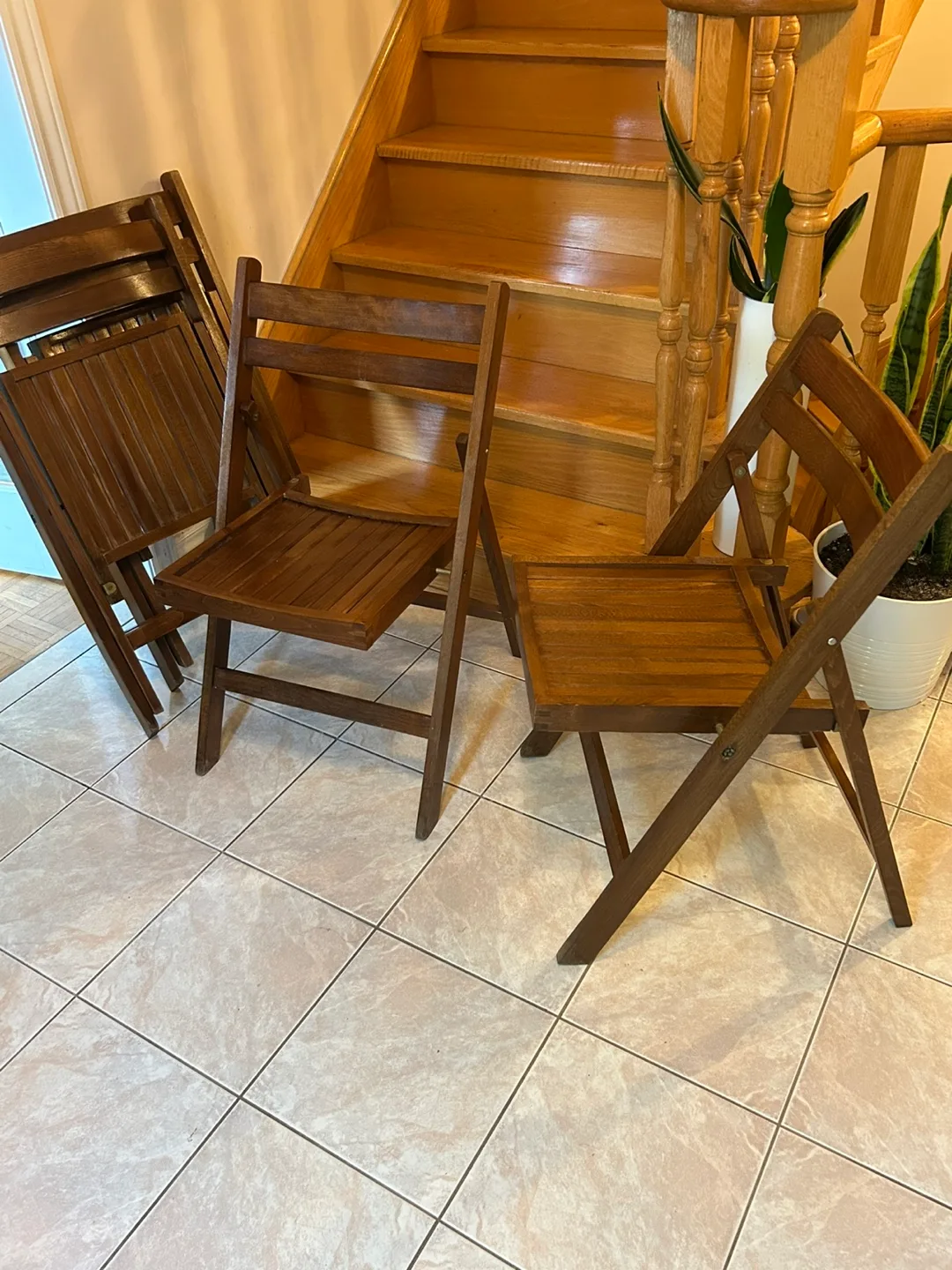 Folding Wooden Chairs - Set of 4 Teak $30 each thumbnail