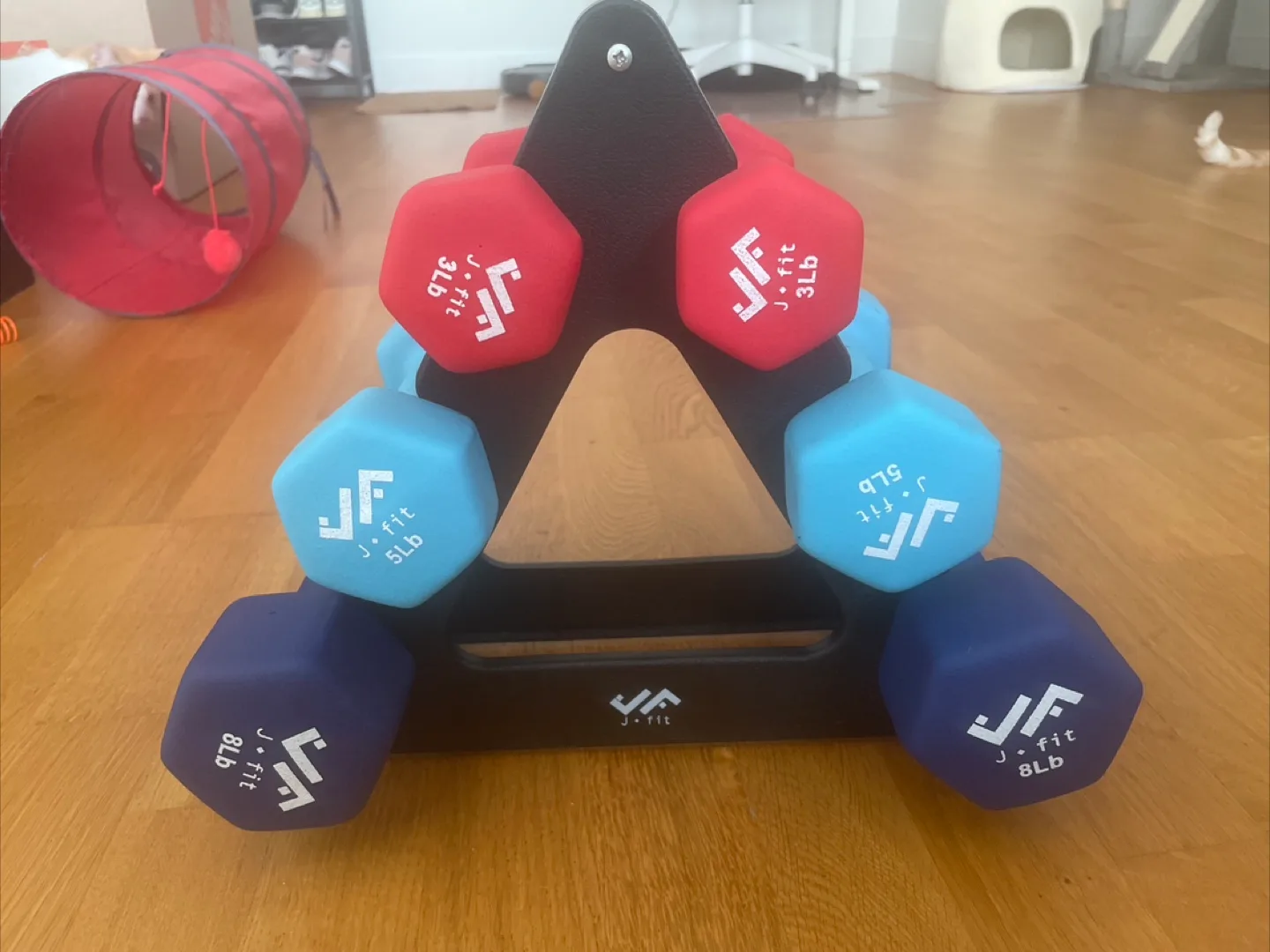 J-Fit Dumbbell Set with Rack - 3lb, 5lb, 8lb thumbnail