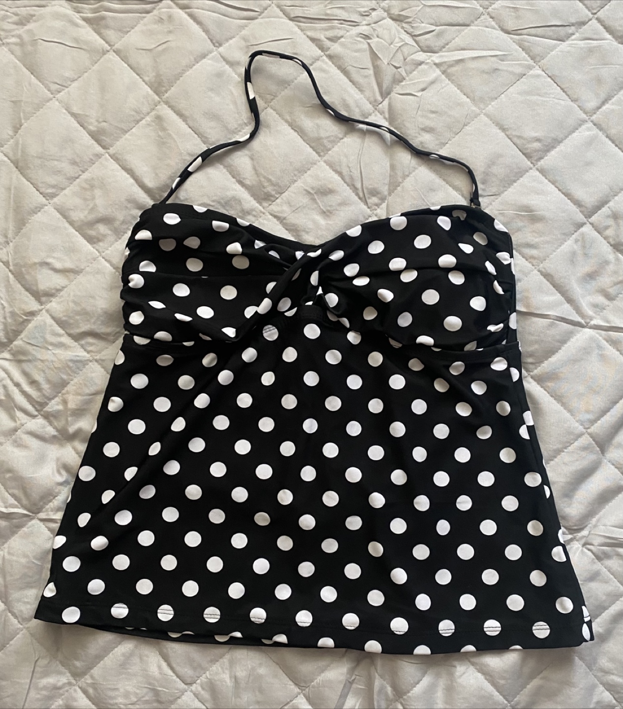 Polka Dot Tankini Top - Black & White