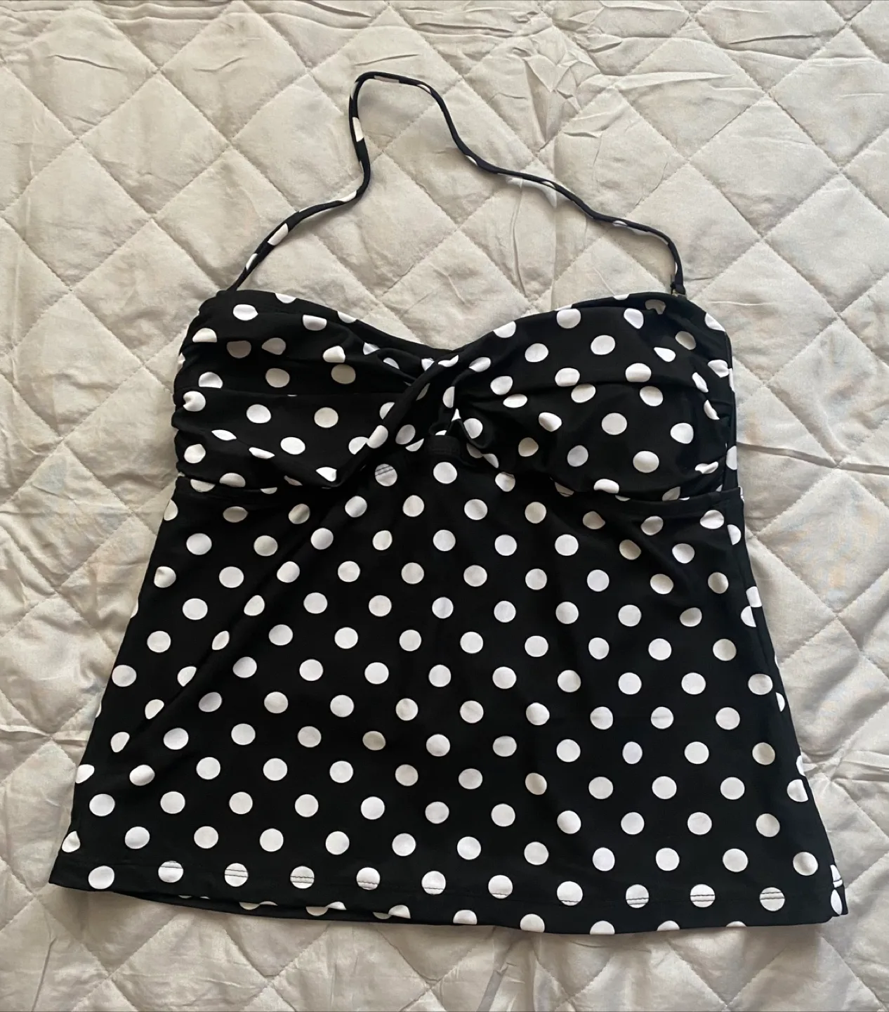 Polka Dot Tankini Top - Black & White thumbnail
