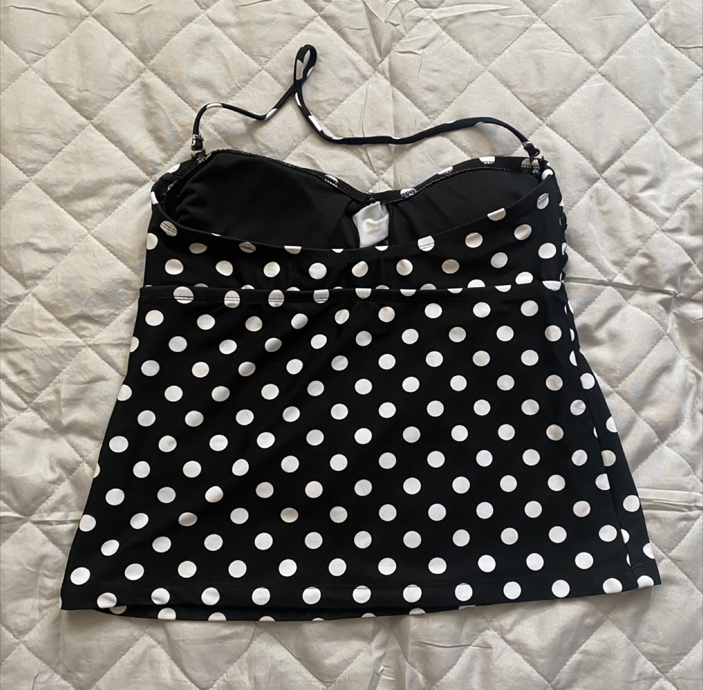 Polka Dot Tankini Top - Black & White - photo 2