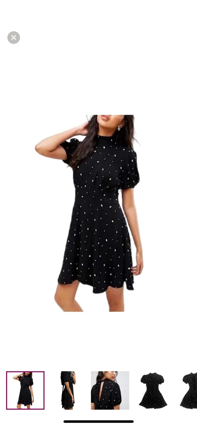 Free People Black Polka Dot Mini Dress thumbnail