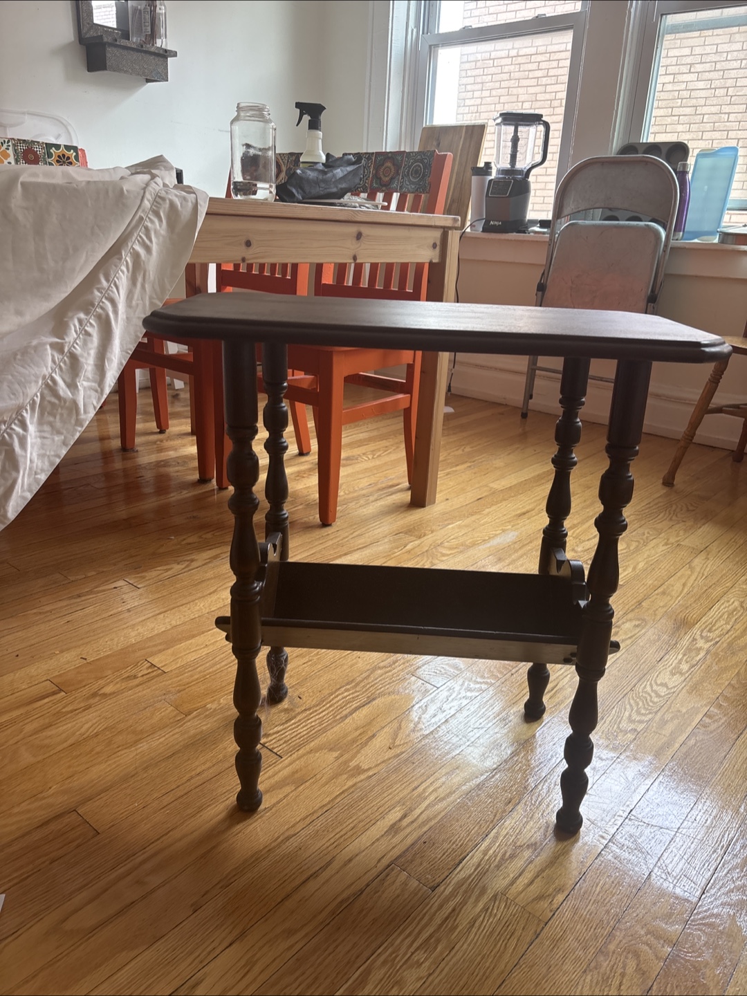 Vintage Dark Wood Book Side Table - photo 3