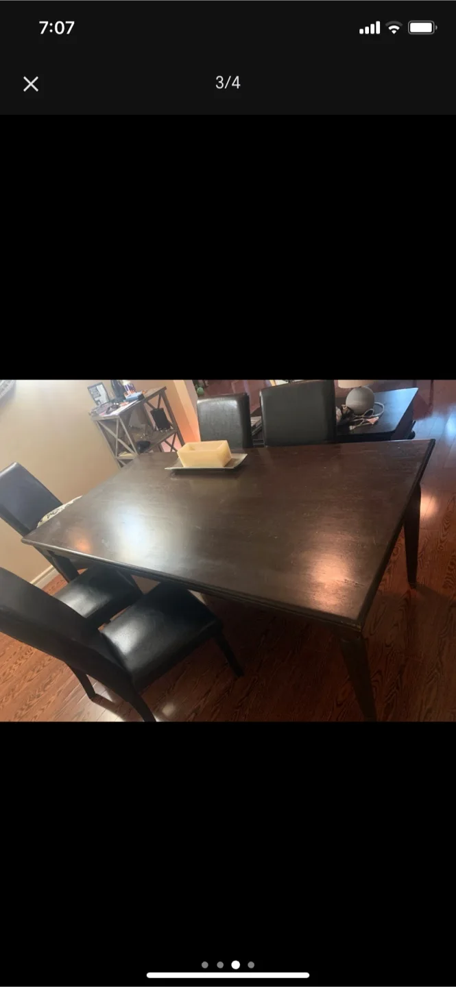 Dark Wood Dining Table with Chairs thumbnail