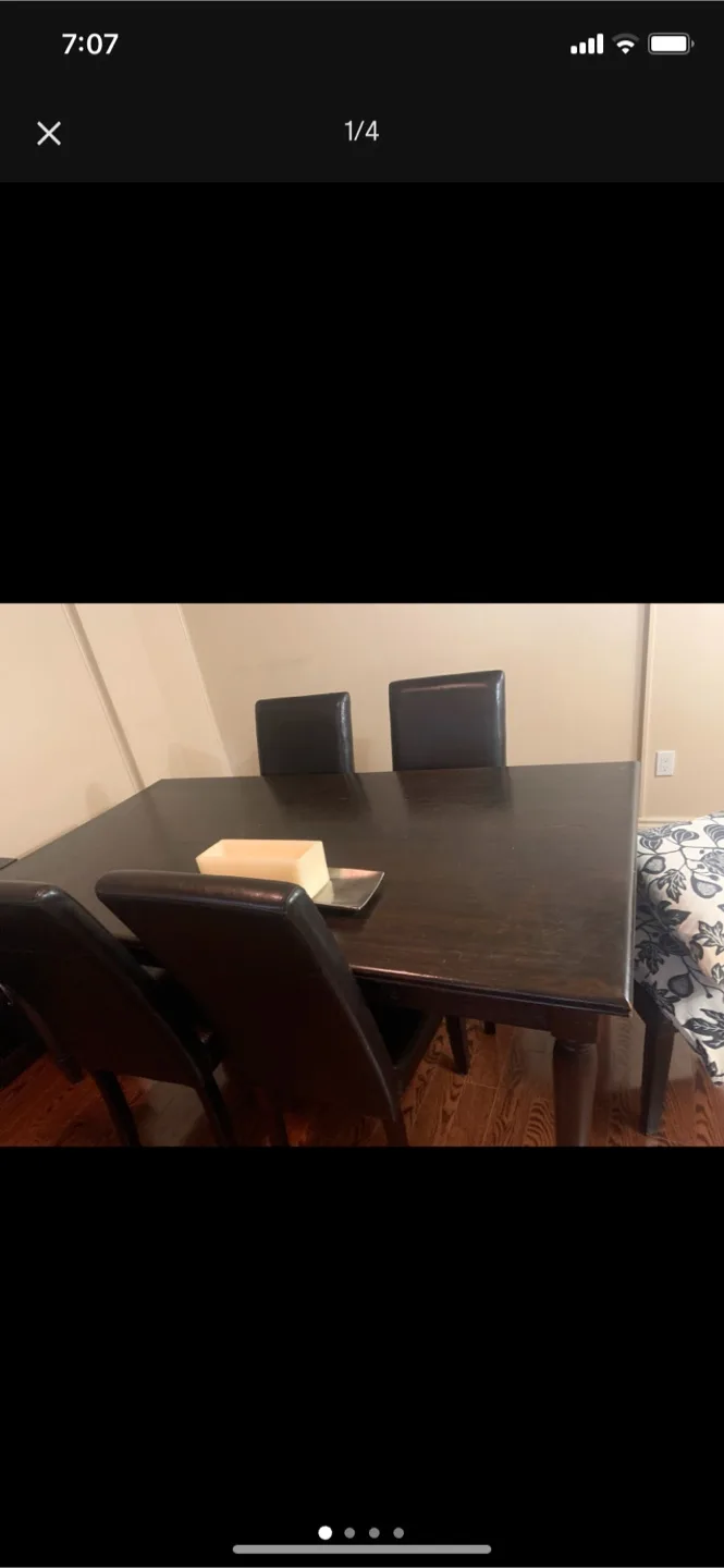 Dark Wood Dining Table with Chairs image indicator(4)