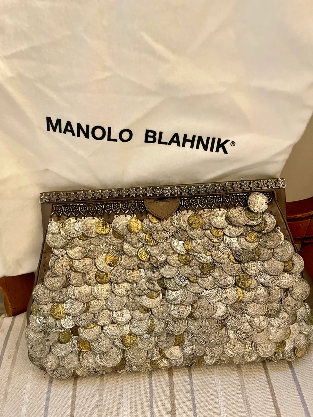 Manolo Blahnik Coin Embellished Clutch thumbnail