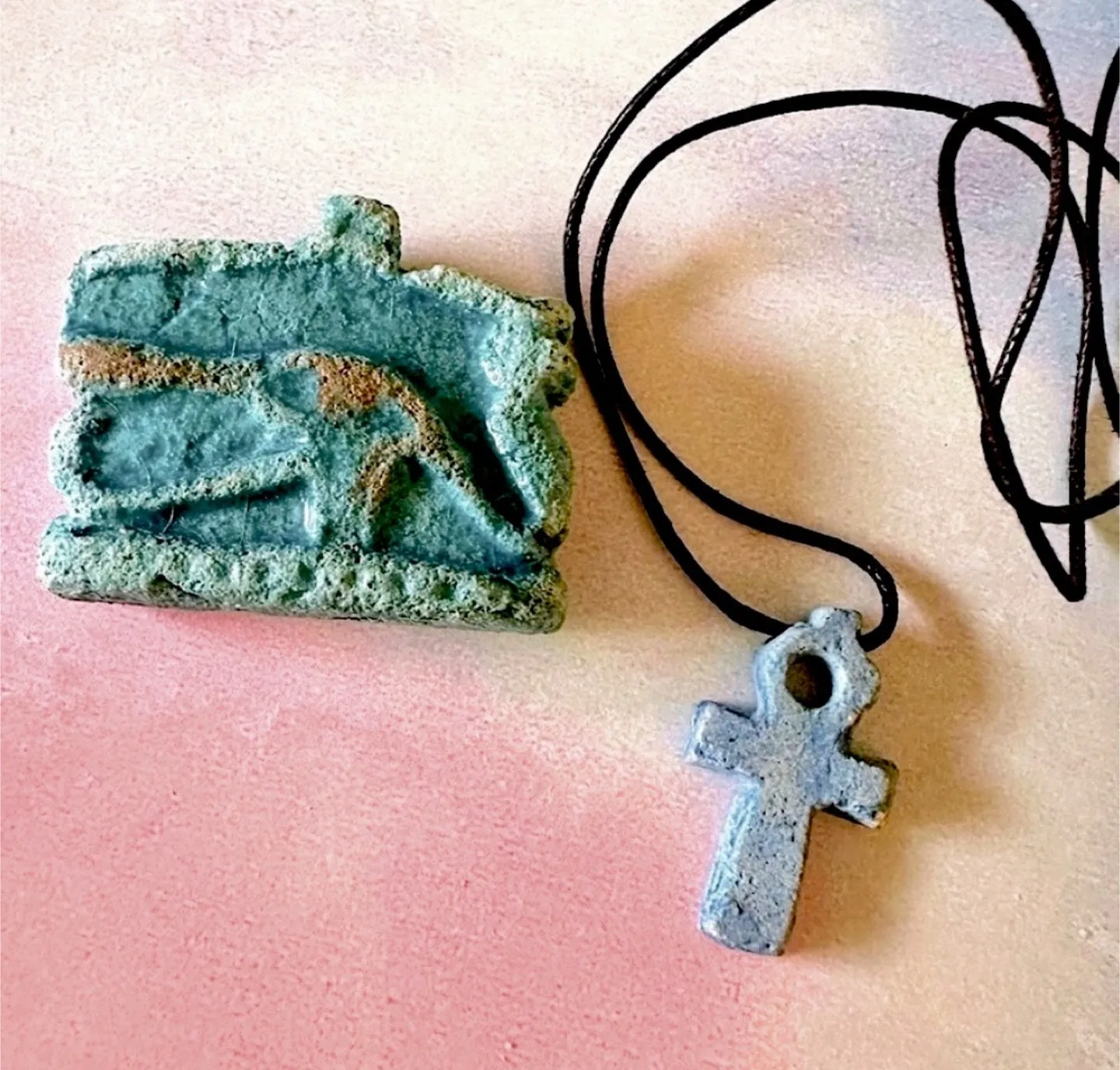 NEW Egyptian Soapstone Amulet Pendants - Ankh, Eye of Horus thumbnail