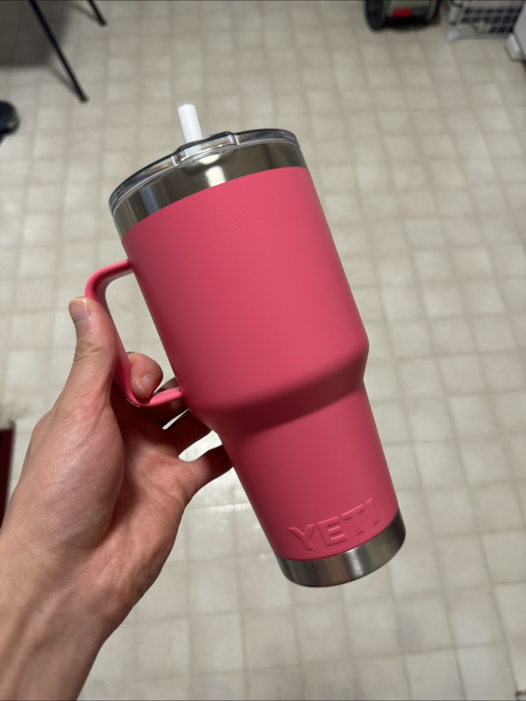 Yeti Pink Rambler 35oz Mug with Straw Lid