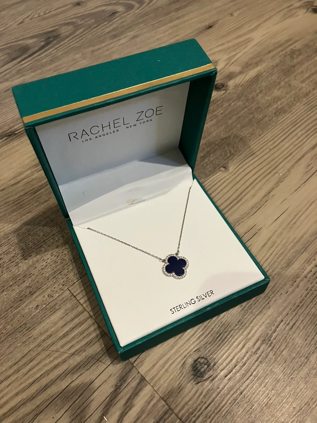 Rachel Zoe Blue Clover Sterling Silver Necklace thumbnail