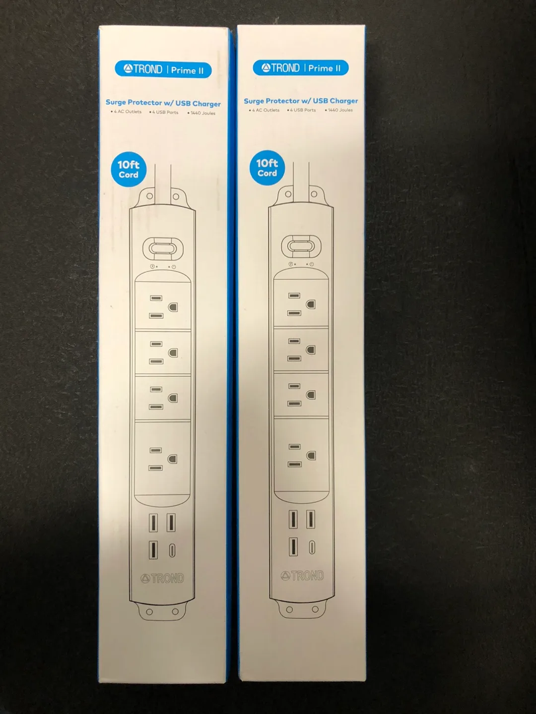 TROND Prime II Surge Protector w/ USB Charger - 10ft Cord thumbnail