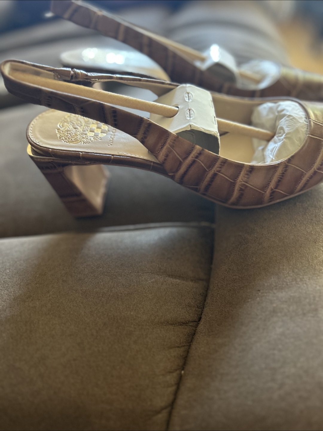 Vince Camuto Brown Croc Slingback Heels - photo 2