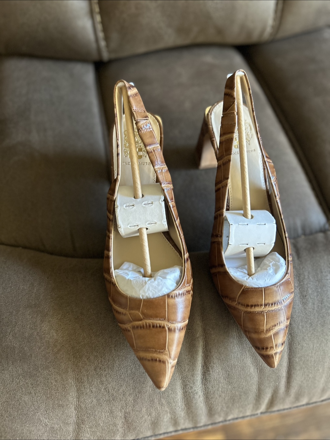 Vince Camuto Brown Croc Slingback Heels