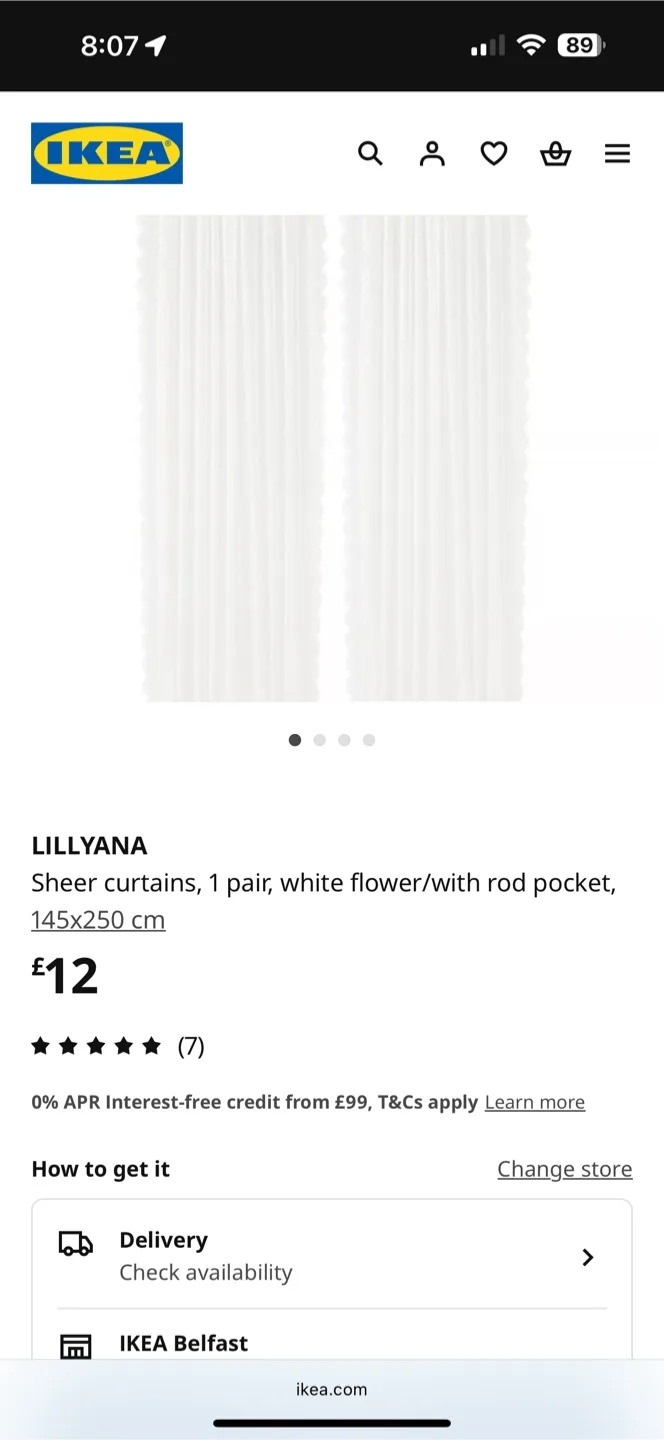 IKEA LILLYANA Sheer/Lace Curtains - White image indicator(5)
