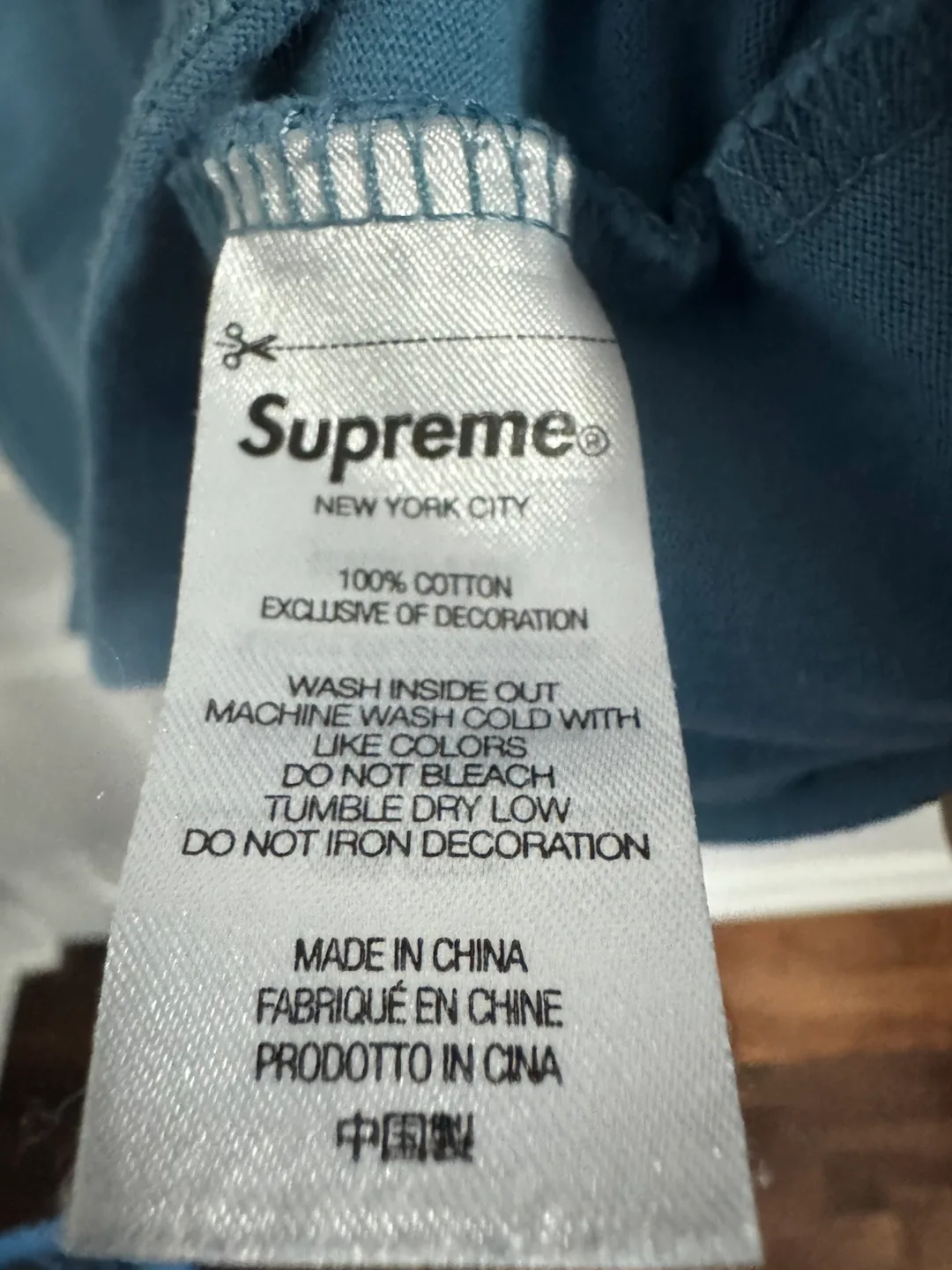 Supreme Property Label Short Sleeve Top ‘Light Slate’ (XL mens) image indicator(4)