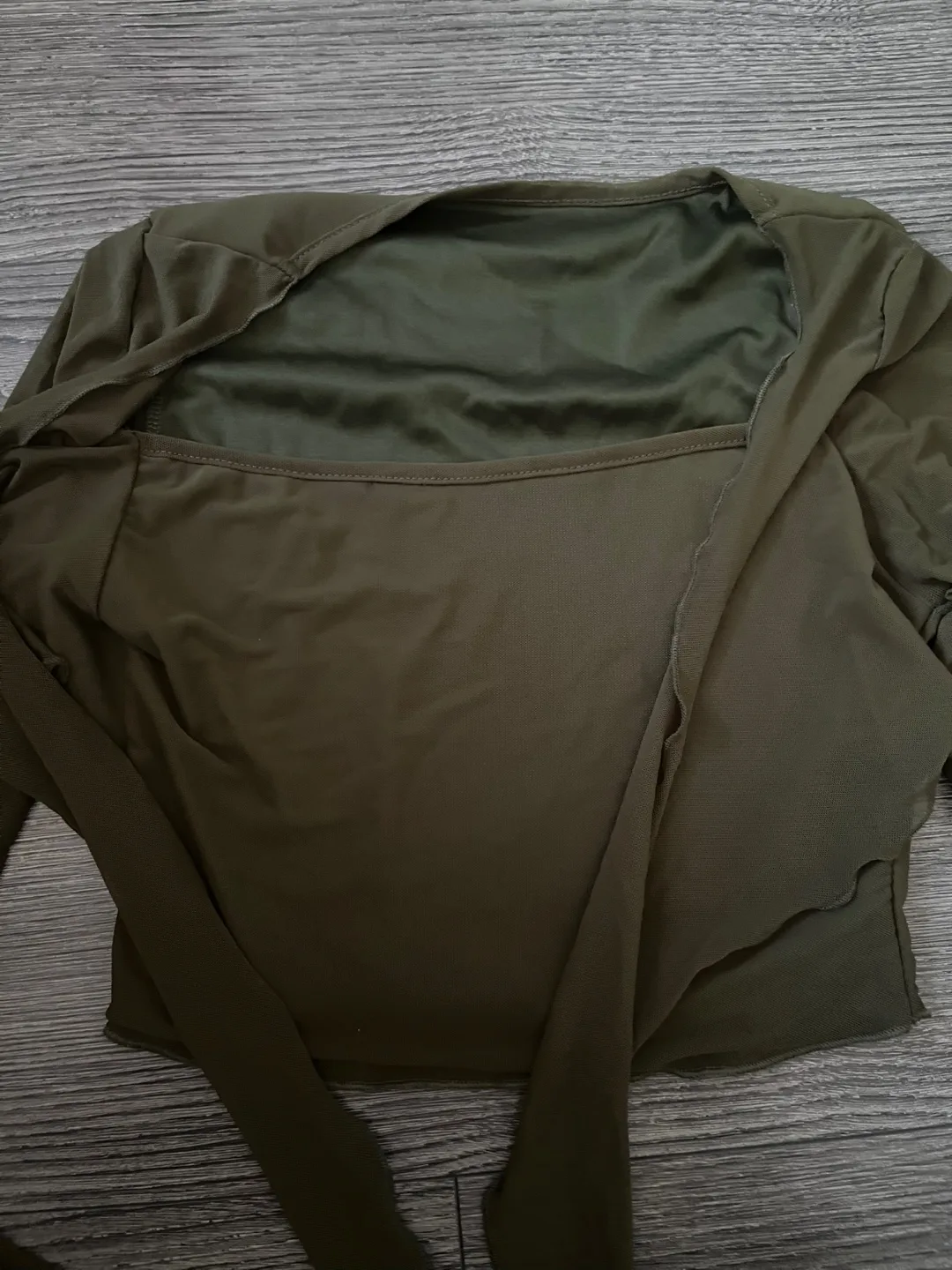 Olive Green Tie Front Long Sleeve Top image indicator(3)