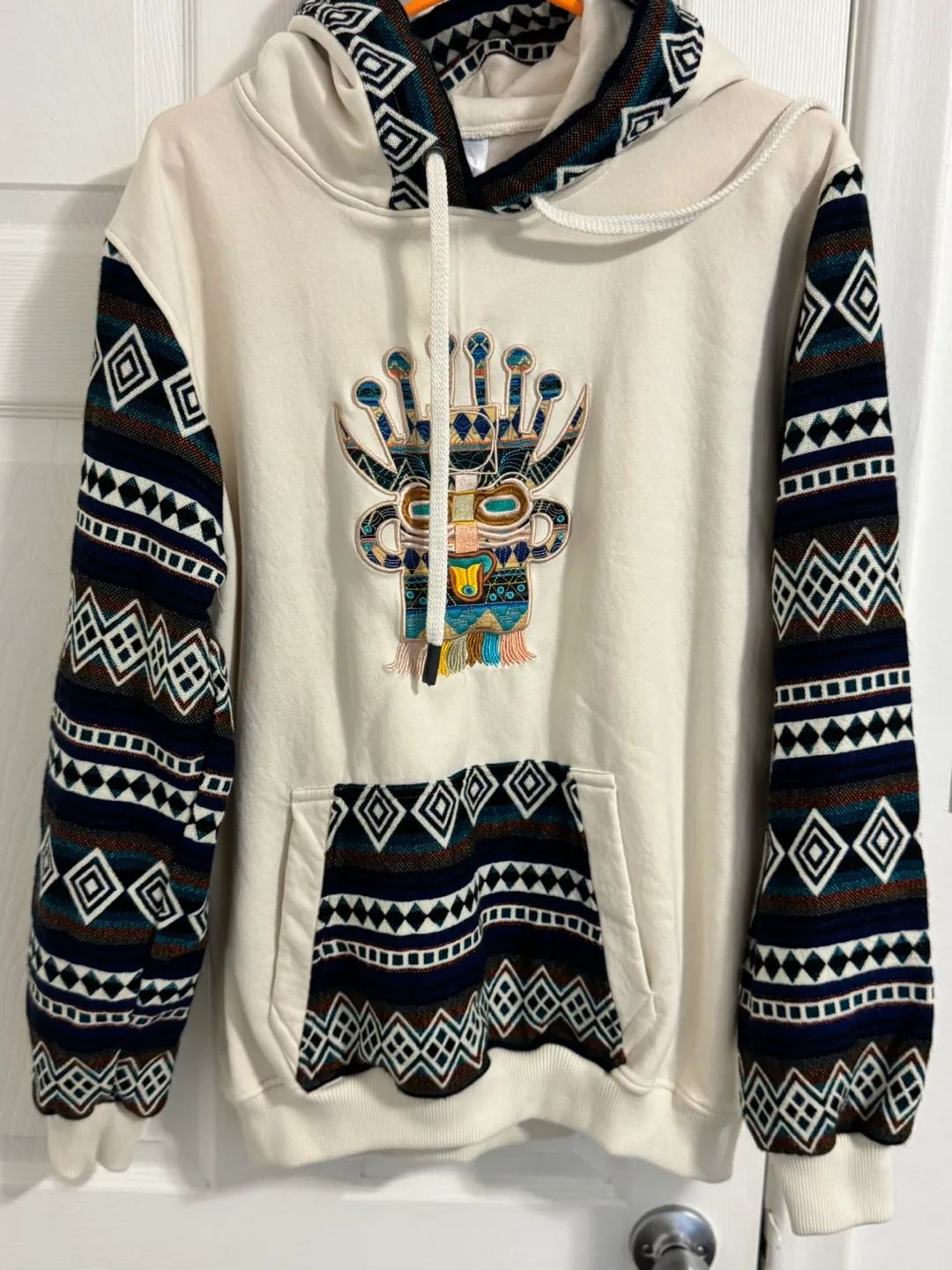 Tribal Pattern Hoodie-Andean- Inspired Pullover (L mens) image indicator(8)
