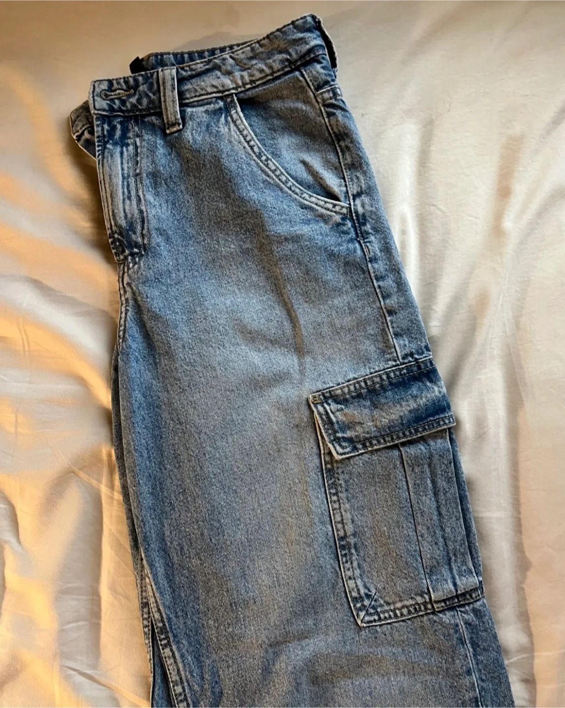 Straight Leg Denim Cargo Jeans image indicator(3)