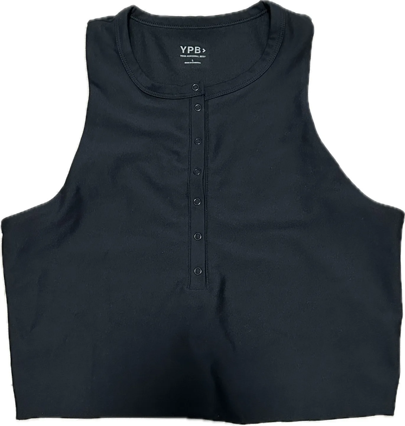 A&F YPB sculptLUX Plunge Henley Slim Tank | Black thumbnail