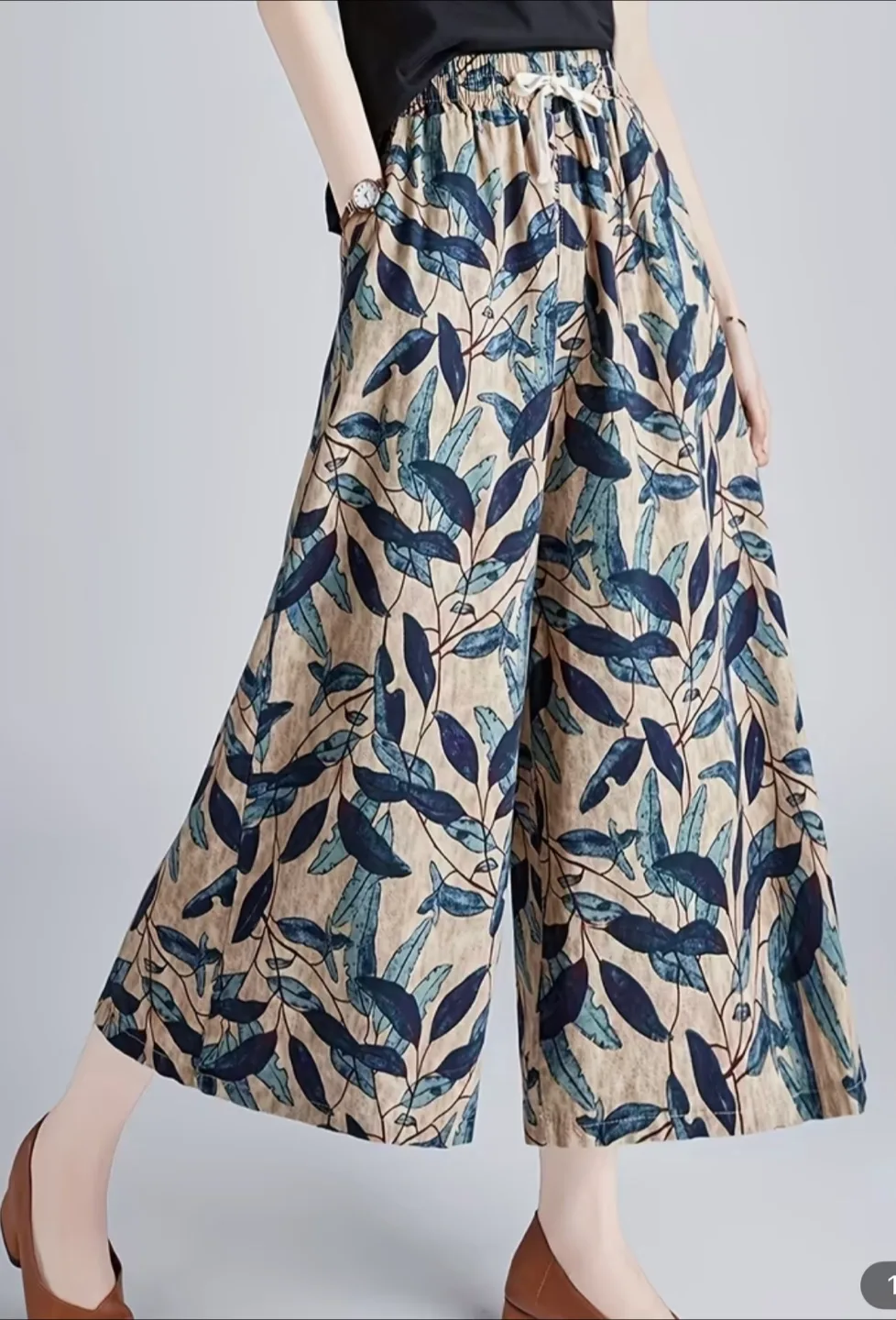 Lightweight Wide Leg Casual Pants-  Size Large image indicator(3)