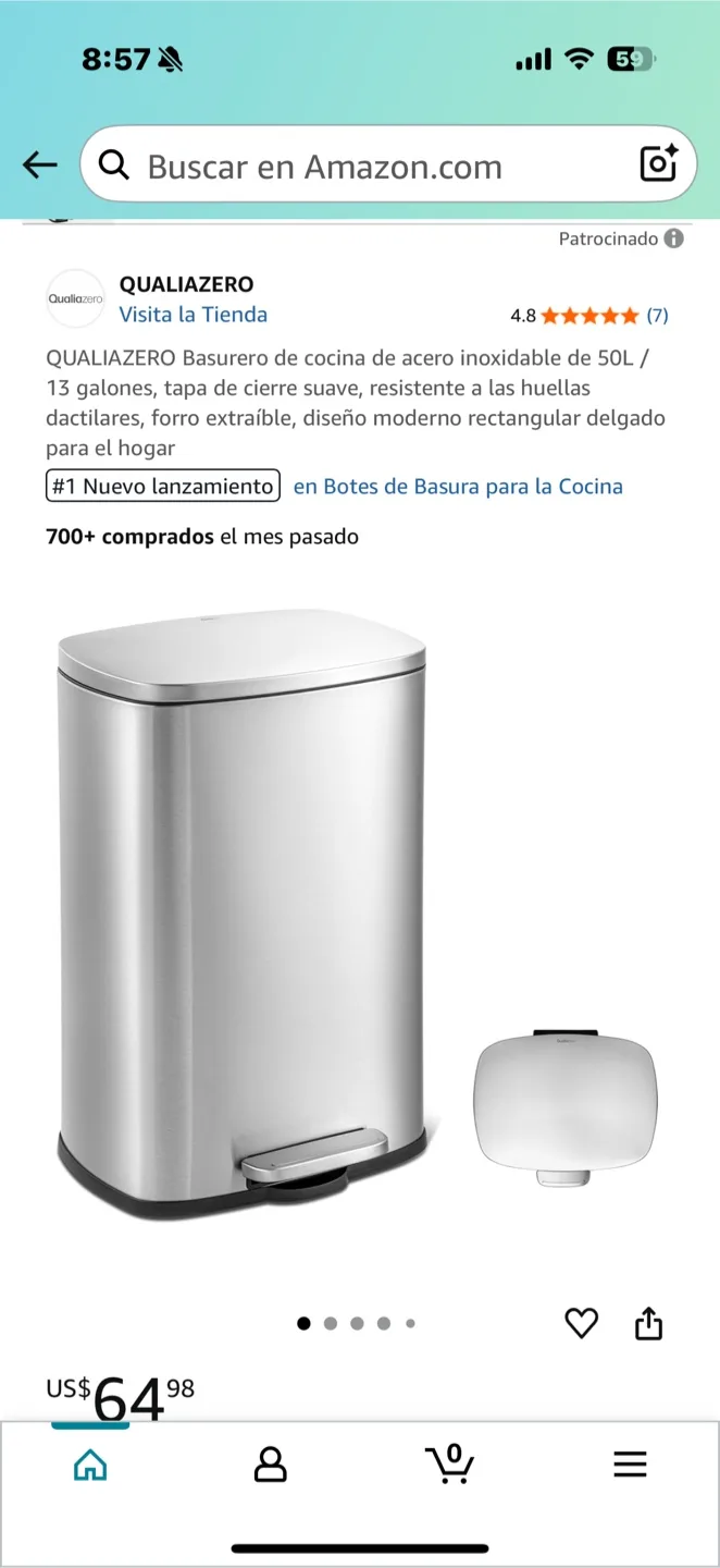 QUALIAZERO Stainless Steel Trash Can image indicator(3)