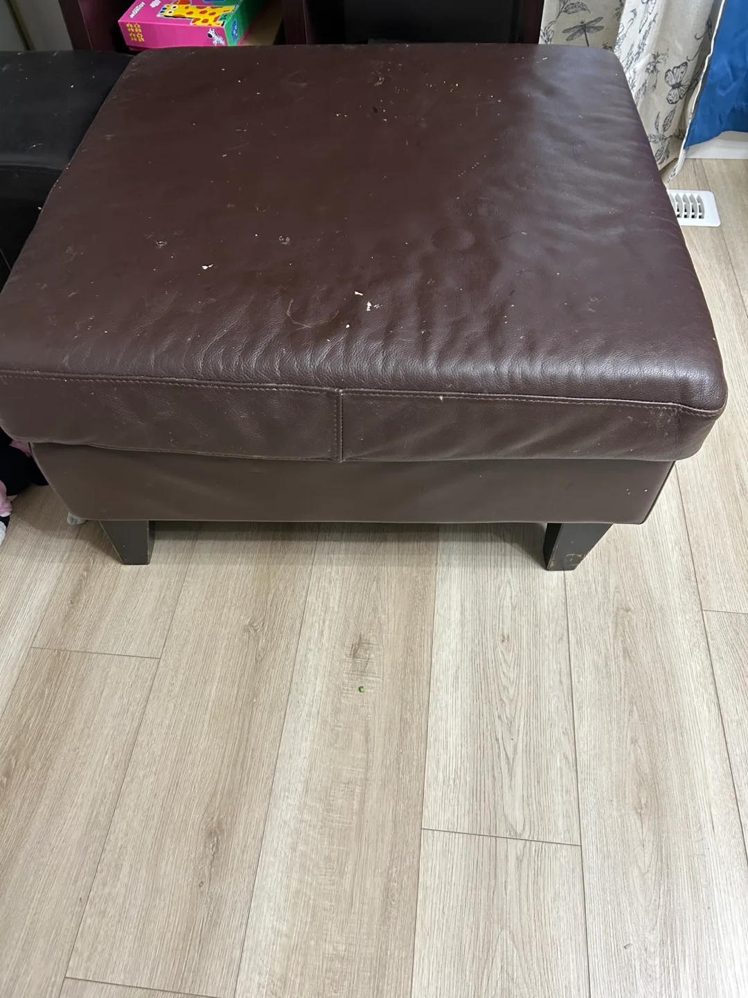 Brown Leather sectional couch and  Ottoman thumbnail
