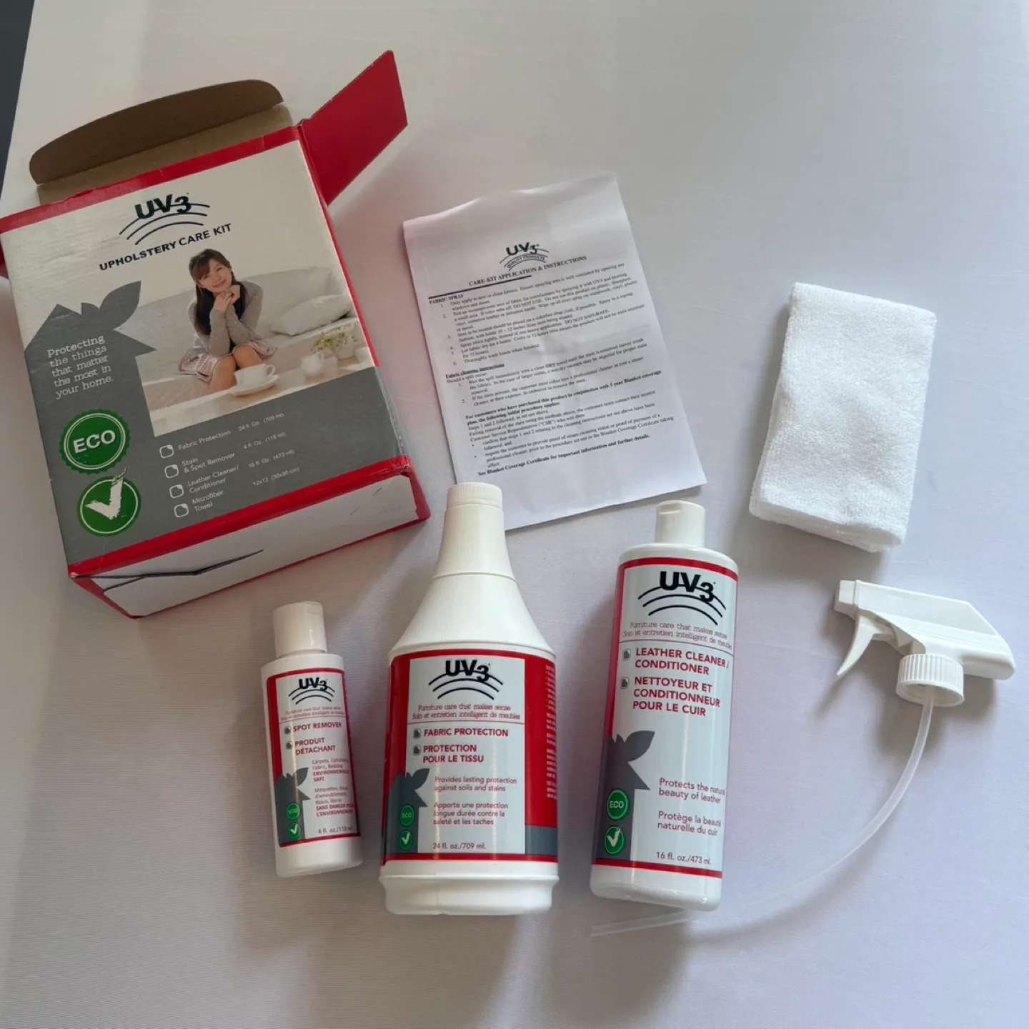 UV3 All In One Upholstery Care Kit Leather Cleaner Conditioner thumbnail