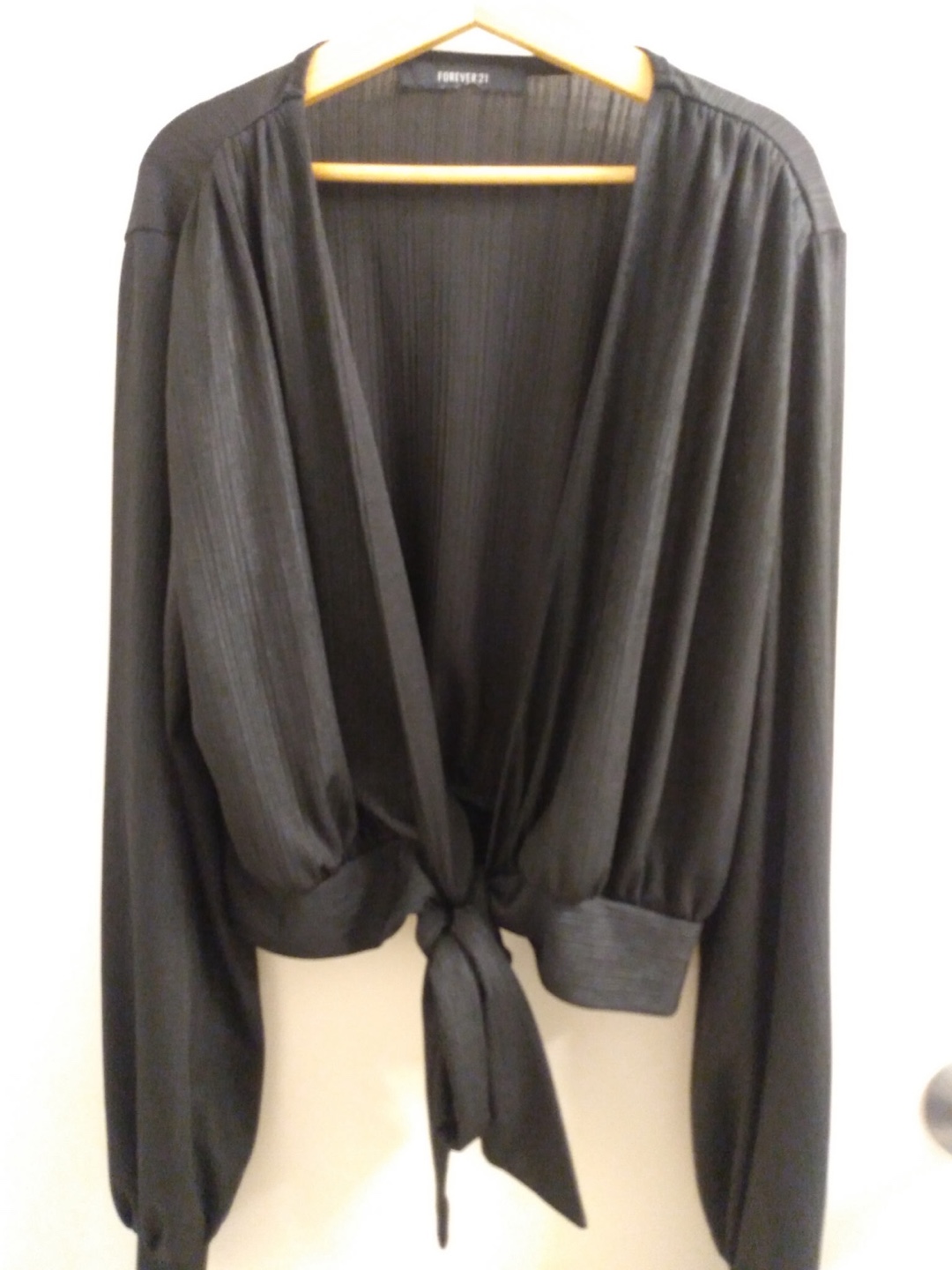 Forever 21 Black Tie-Front Blouse