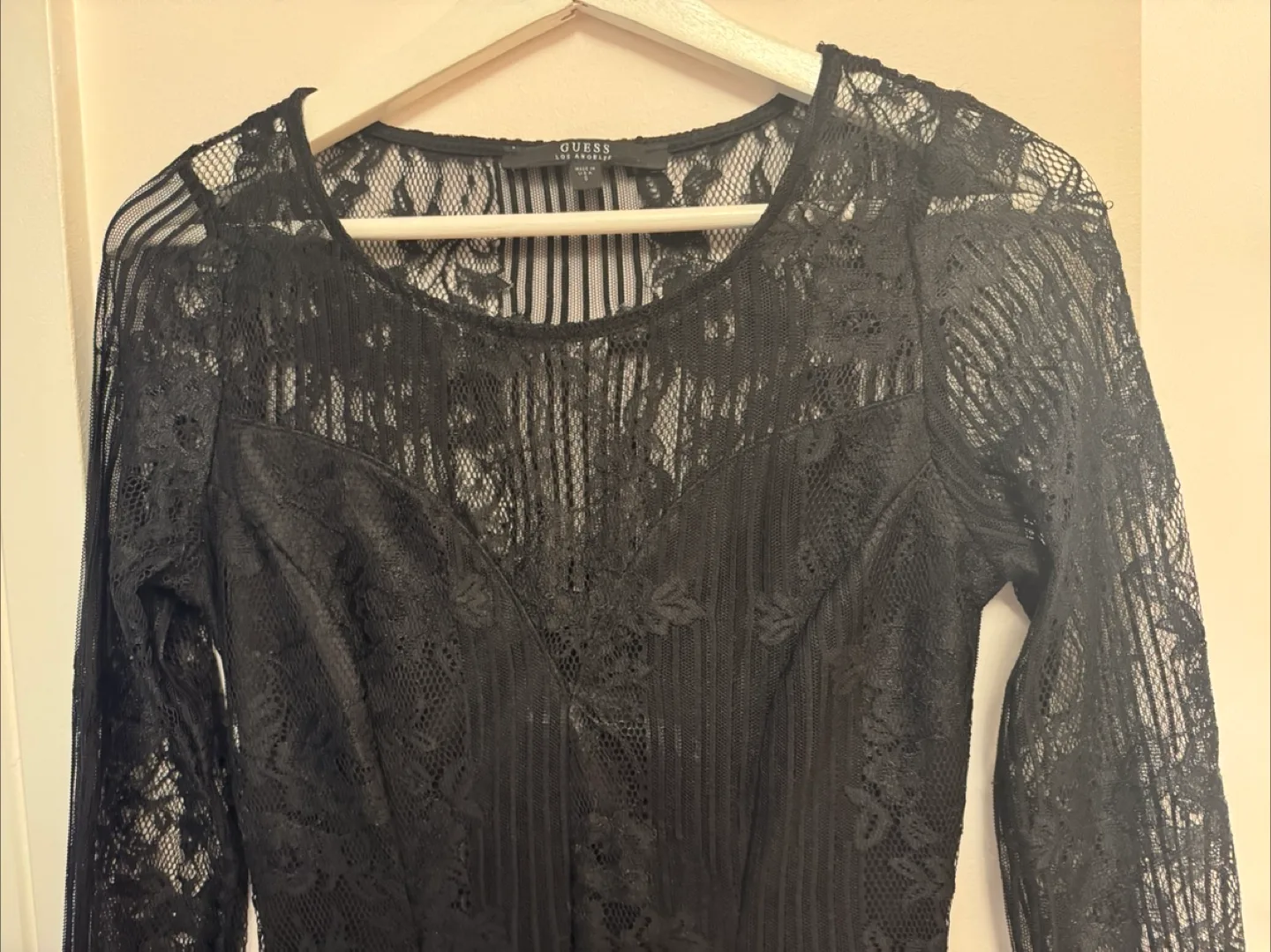 Guess Black Lace Long Sleeve Top thumbnail
