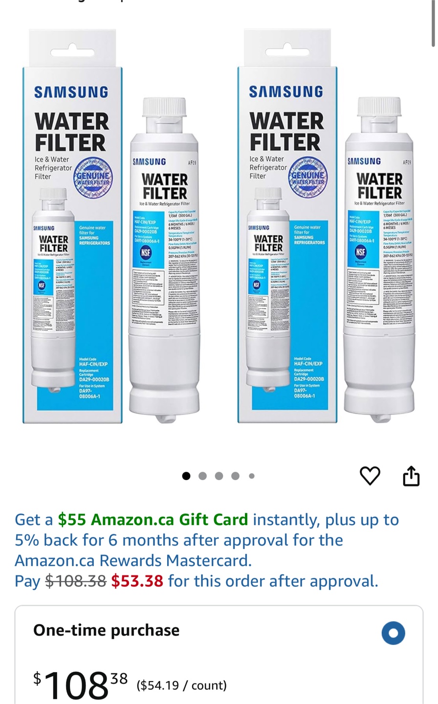 Samsung DA29-00020B Refrigerator Water Filter