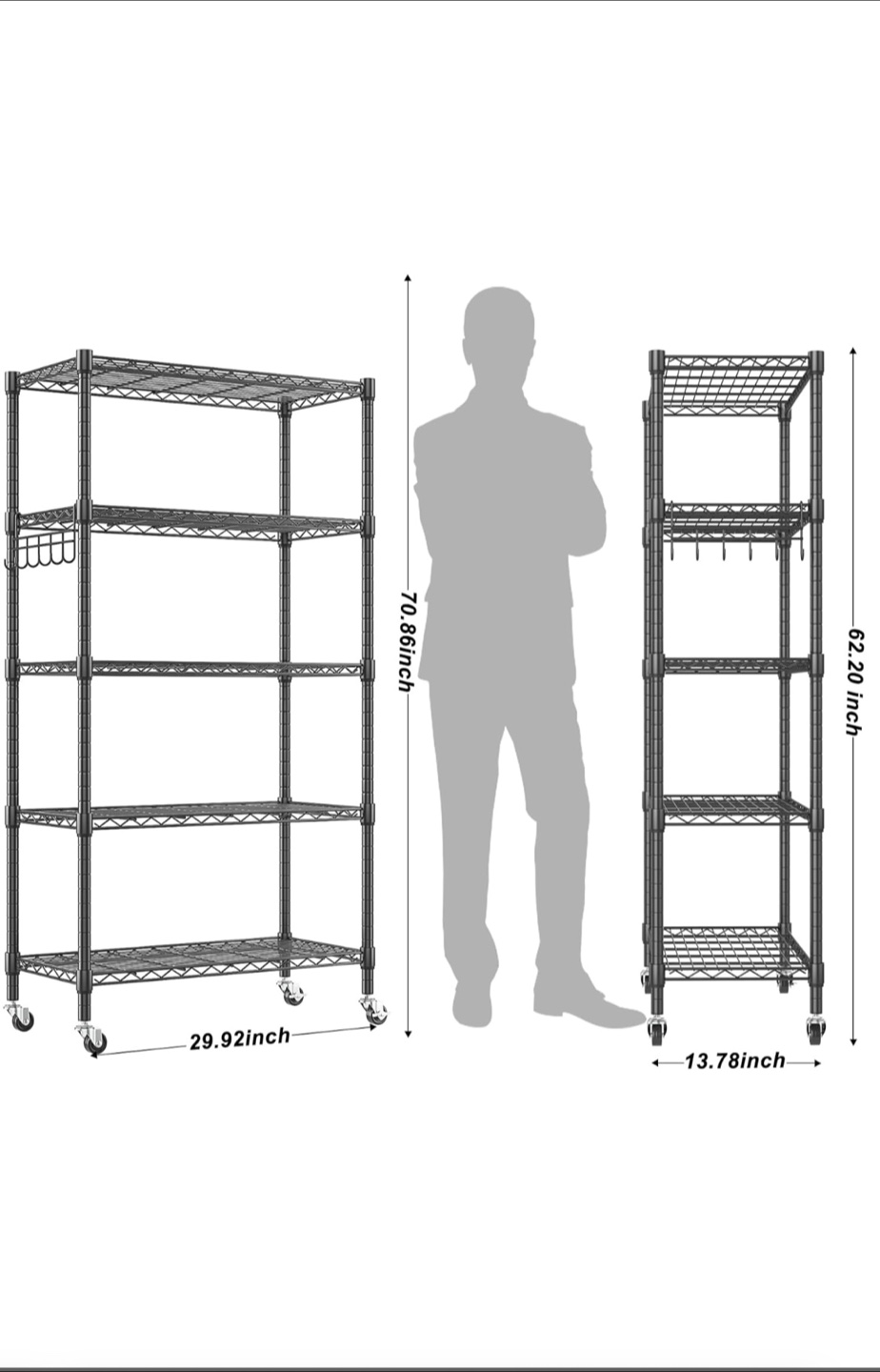 Brand New: Adjustable 5-Tier Metal Wire Shelving Unit - photo 3