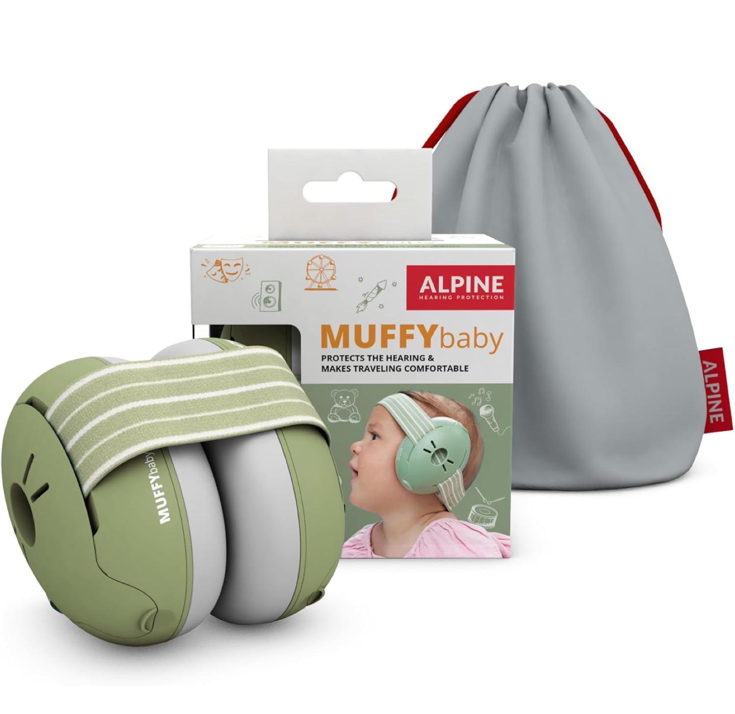 Alpine Muffy Baby Hearing Protection - Green