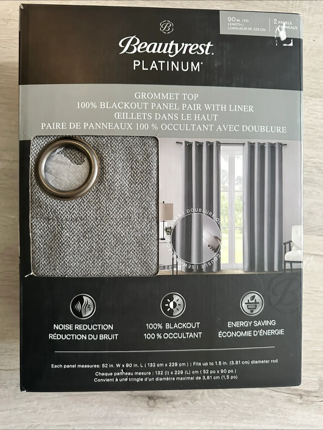 Beautyrest Platinum Blackout Curtains, 90" Length, New in Box thumbnail
