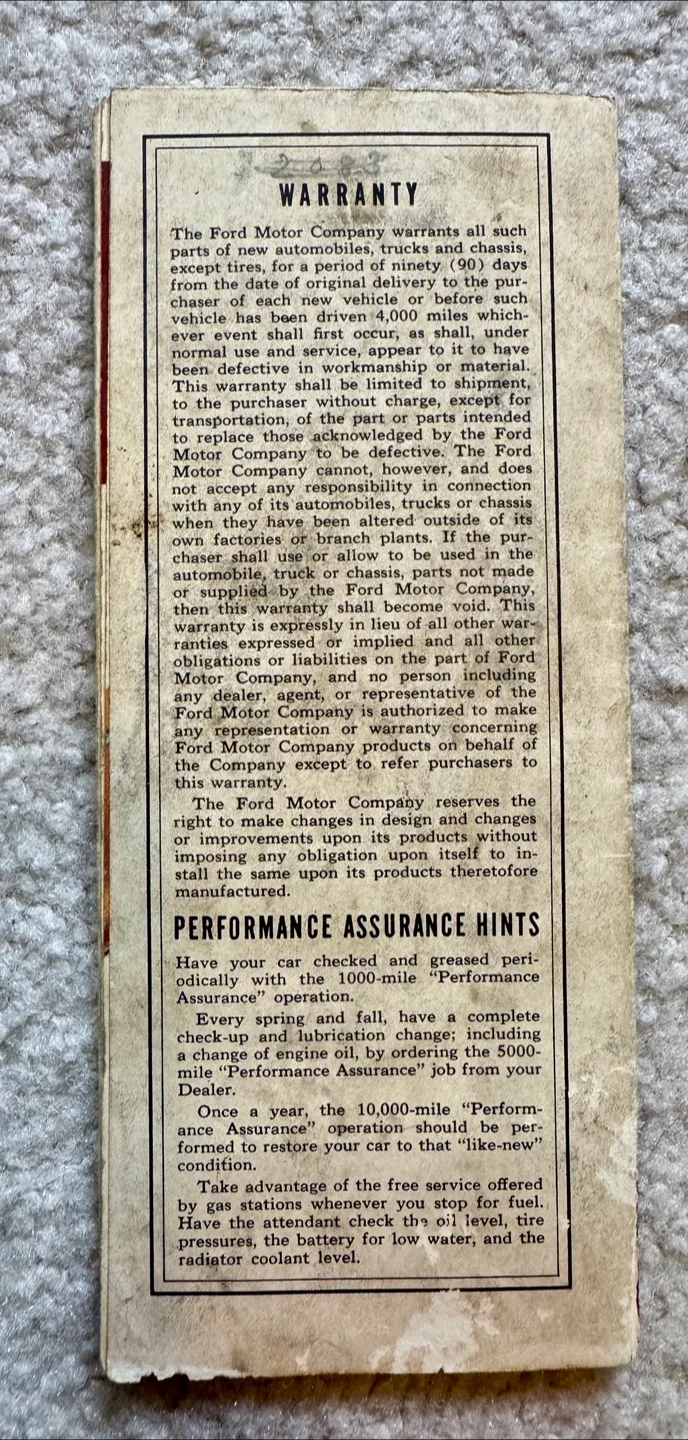 Vintage 1949 Ford V-8 Owners Manual image indicator(4)