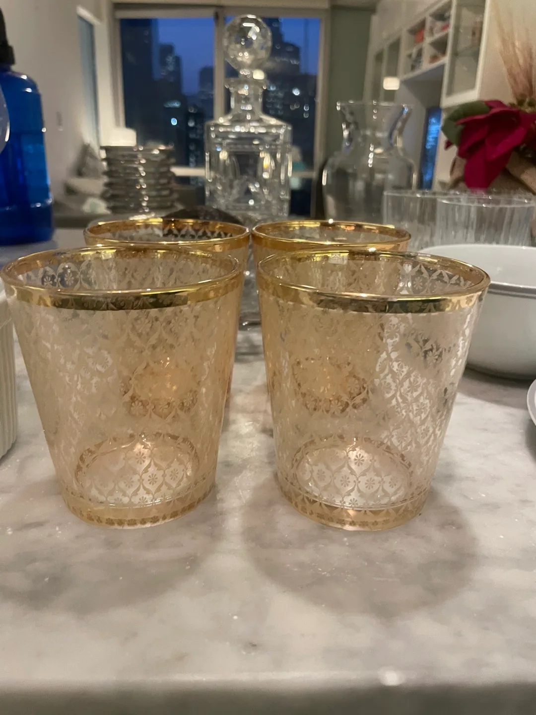 Gold Trimmed Drinking Glasses - Set of 4 thumbnail