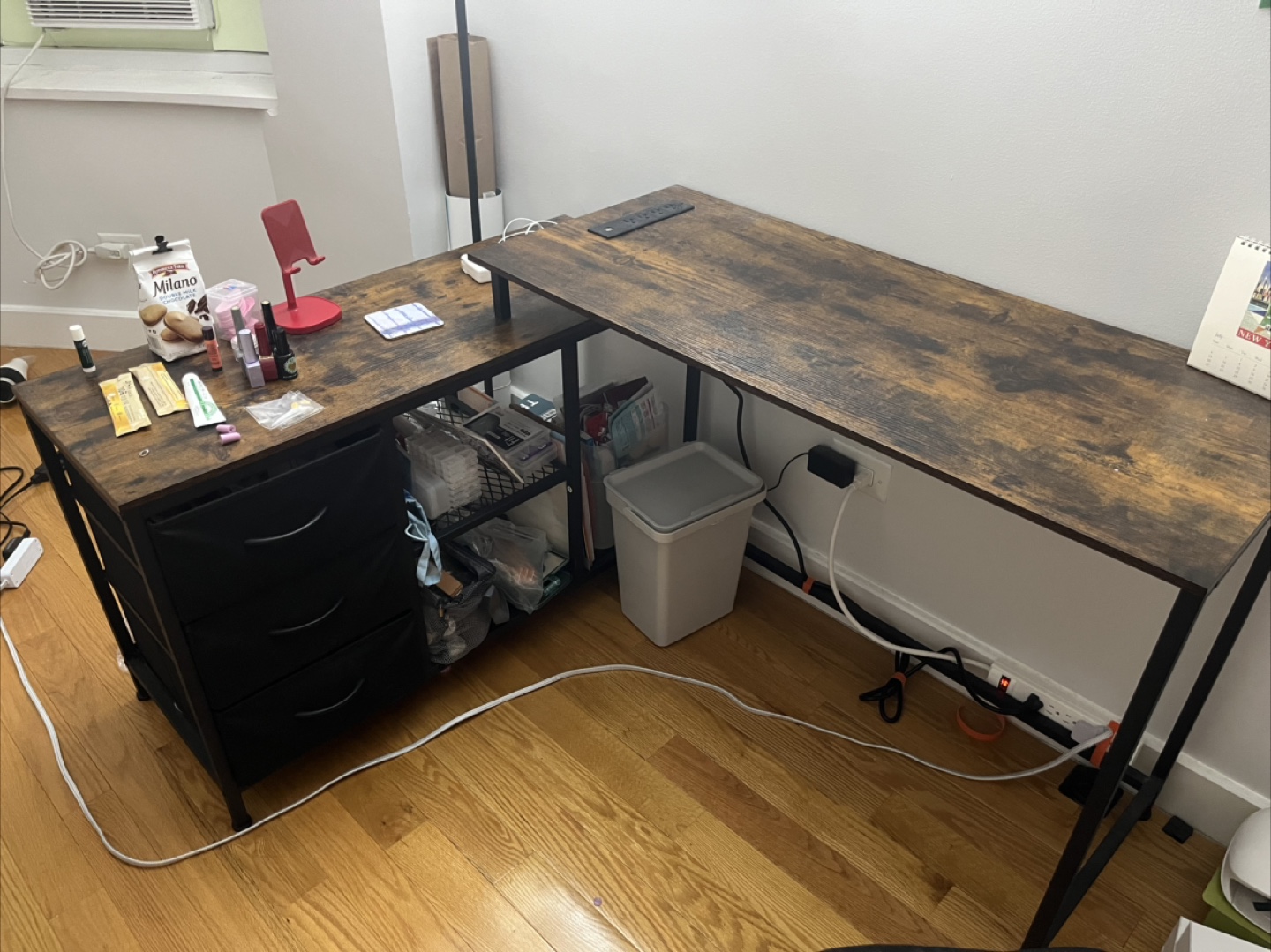 Shaped Desk with Power Outlets